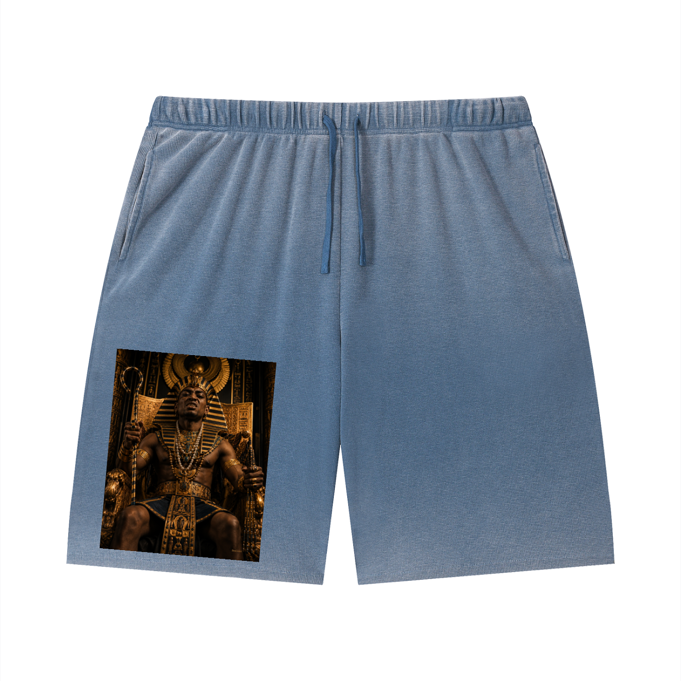Unisex Vintage Wash Sunfade Waffle Raw Hem Shorts