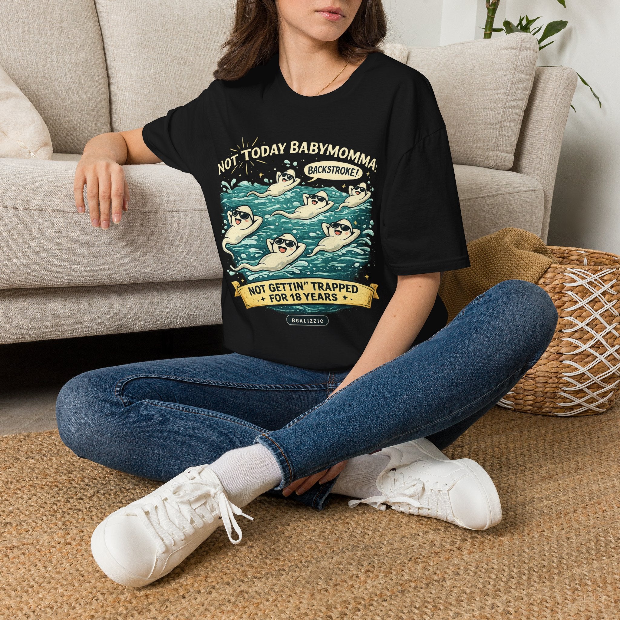 Backstroke Sloths T-Shirt — Cute Retro Swimming Sloth Design ("Backstroke! Not Today Harassment")