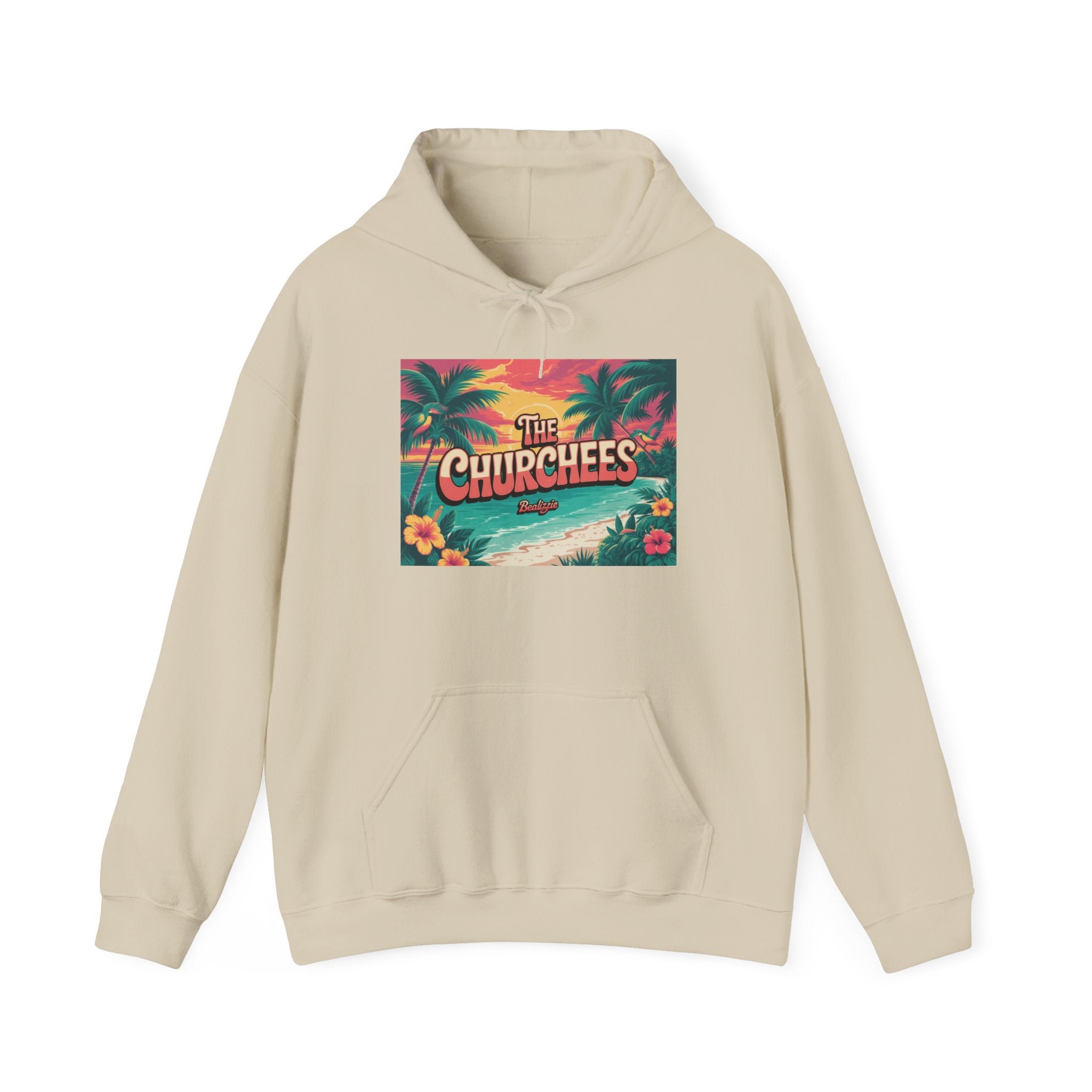 Le sweat à capuche Tropical Beach de Churchees — Sweat-shirt rétro surf et palmiers