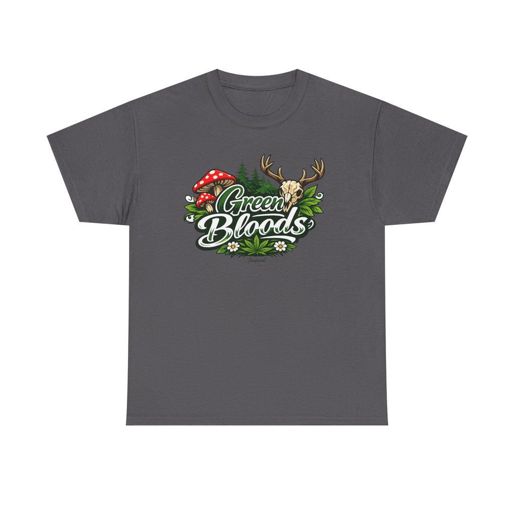 Green Bloods Nature T-Shirt – Deer, Mushrooms & Forest Graphic Tee
