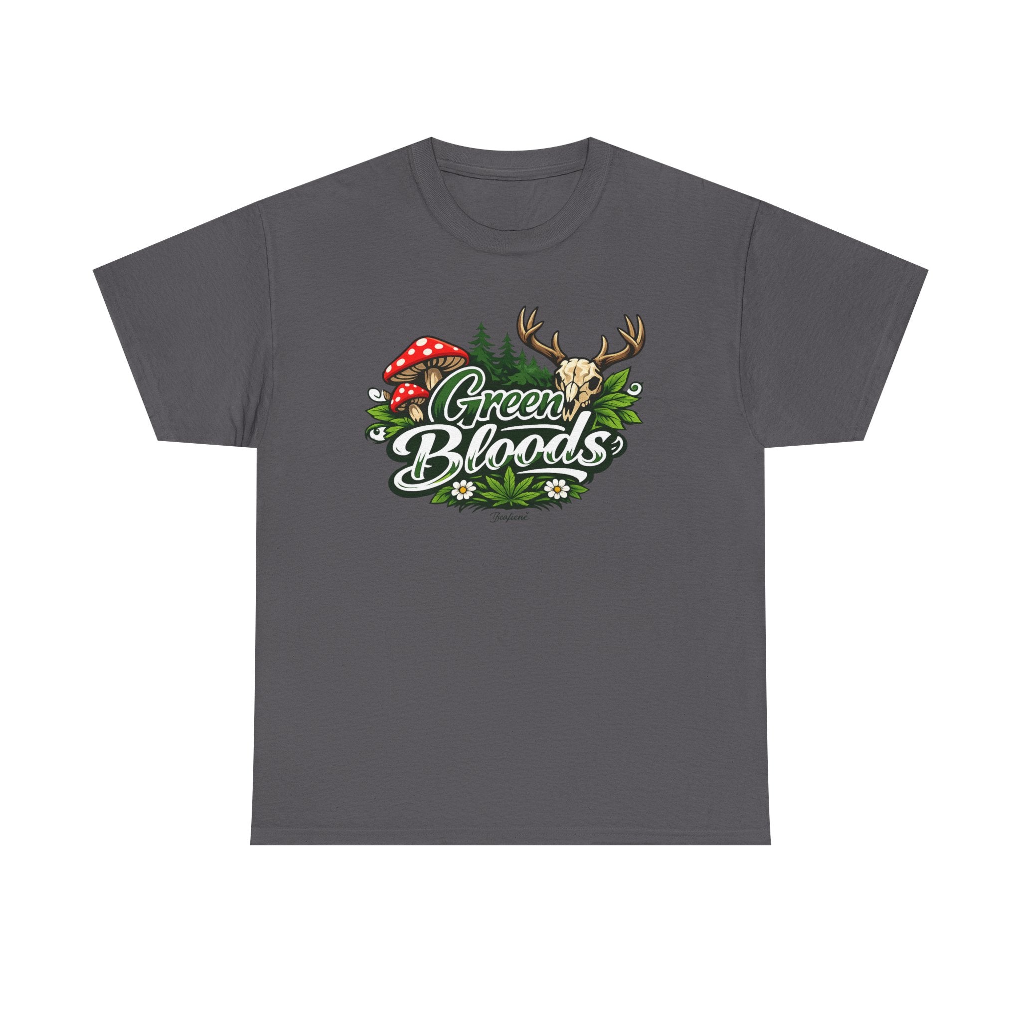 Green Bloods Nature T-Shirt – Deer, Mushrooms & Forest Graphic Tee