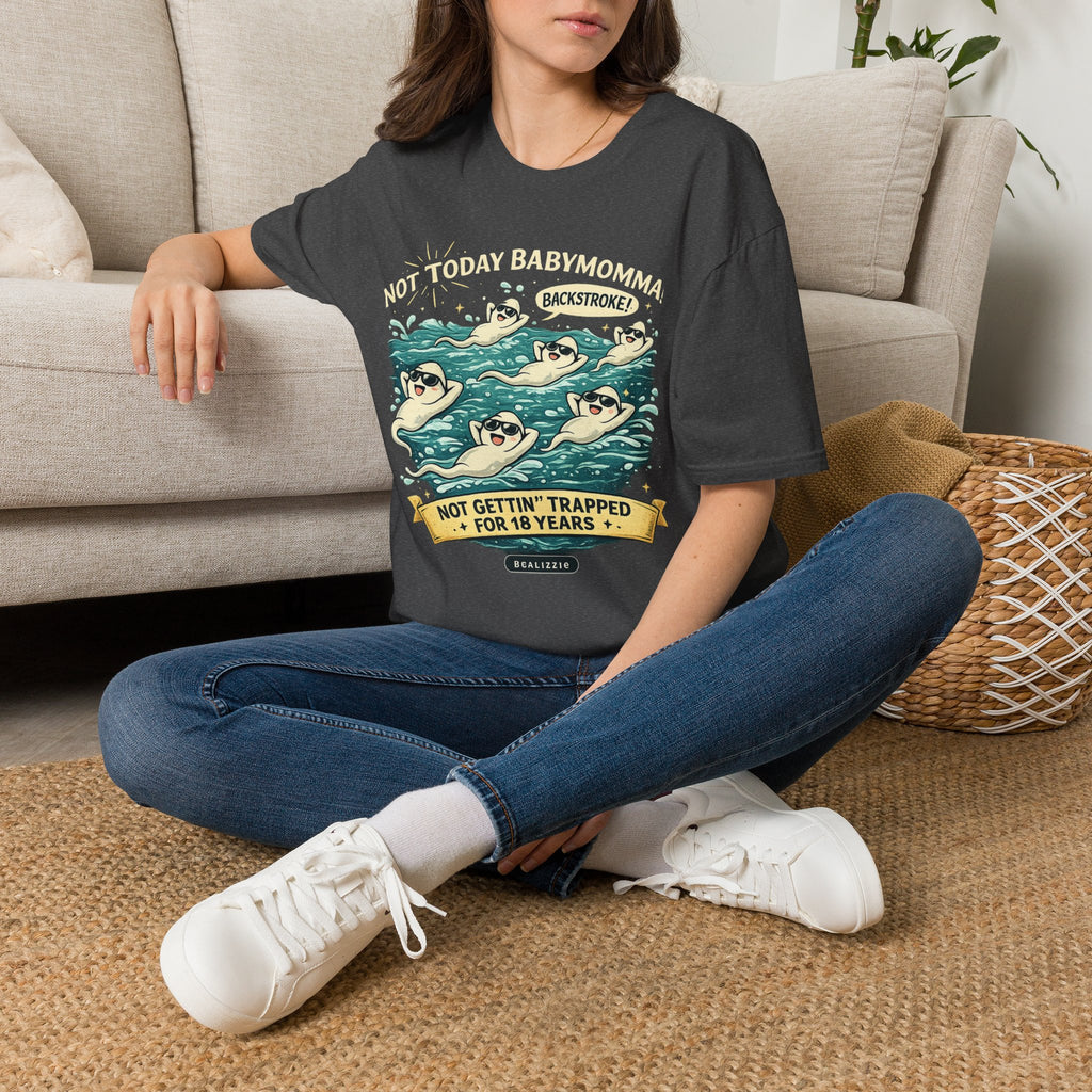 Backstroke Sloths T-Shirt — Cute Retro Swimming Sloth Design ("Backstroke! Not Today Harassment")