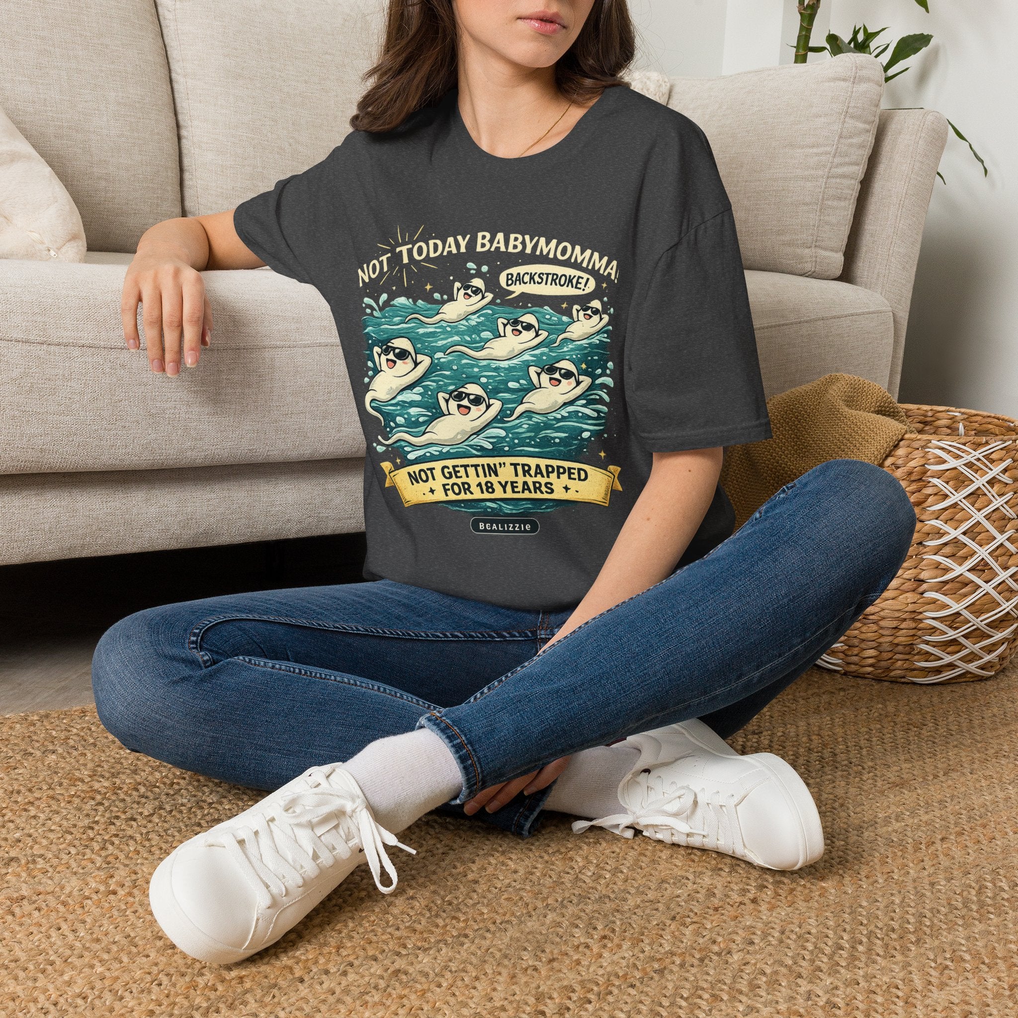 Backstroke Sloths T-Shirt — Cute Retro Swimming Sloth Design ("Backstroke! Not Today Harassment")