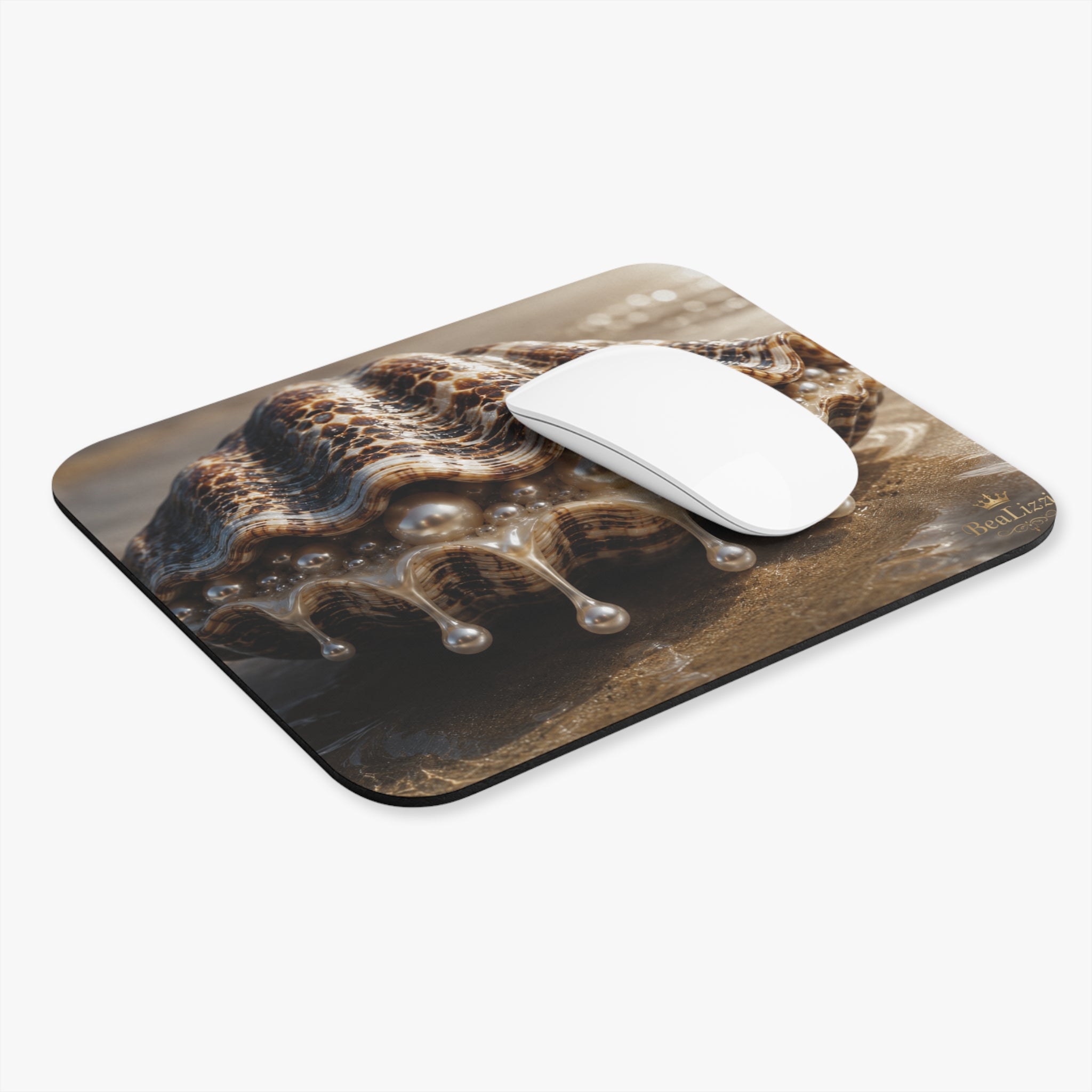 Seashell Pearl Mouse Pad — Coastal Desk Mat