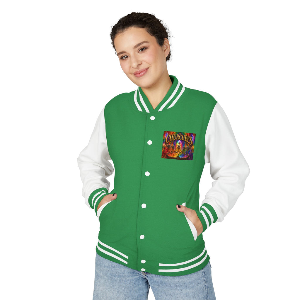 Letterman Jacket — Colorful 'The Churchlees' Retro Band Graphic