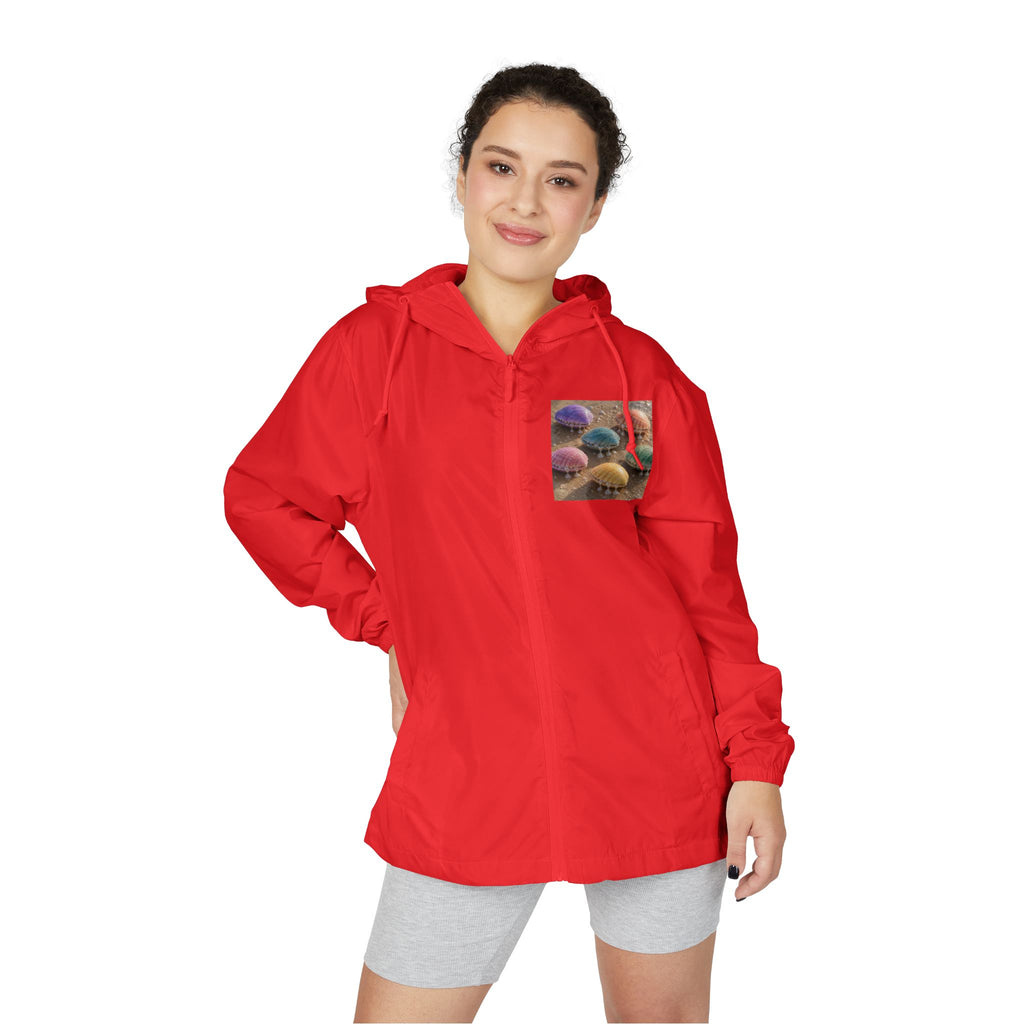 Windbreaker Jacket — Colorful Mushrooms Pocket Print Hooded Windbreaker