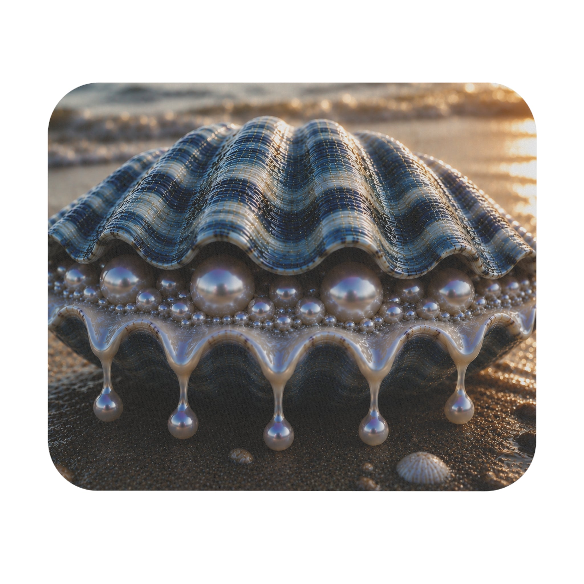 Ocean Pearl Seashell Mouse Pad — Coastal Desk Mat with Pearl & Shell Artwork