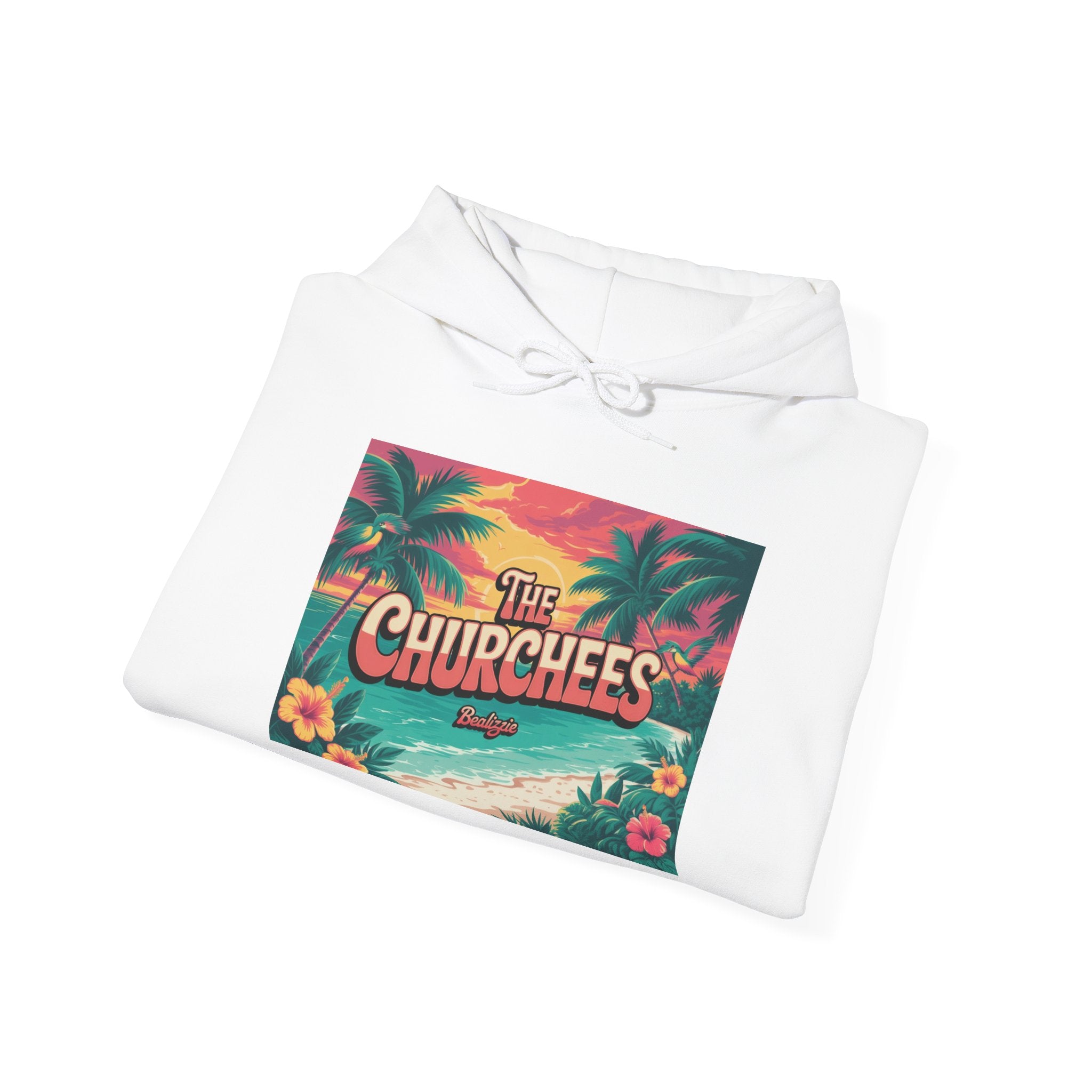 The Churchees Tropical Beach Hoodie — Retro Surf Palm Tree Sweatshirt