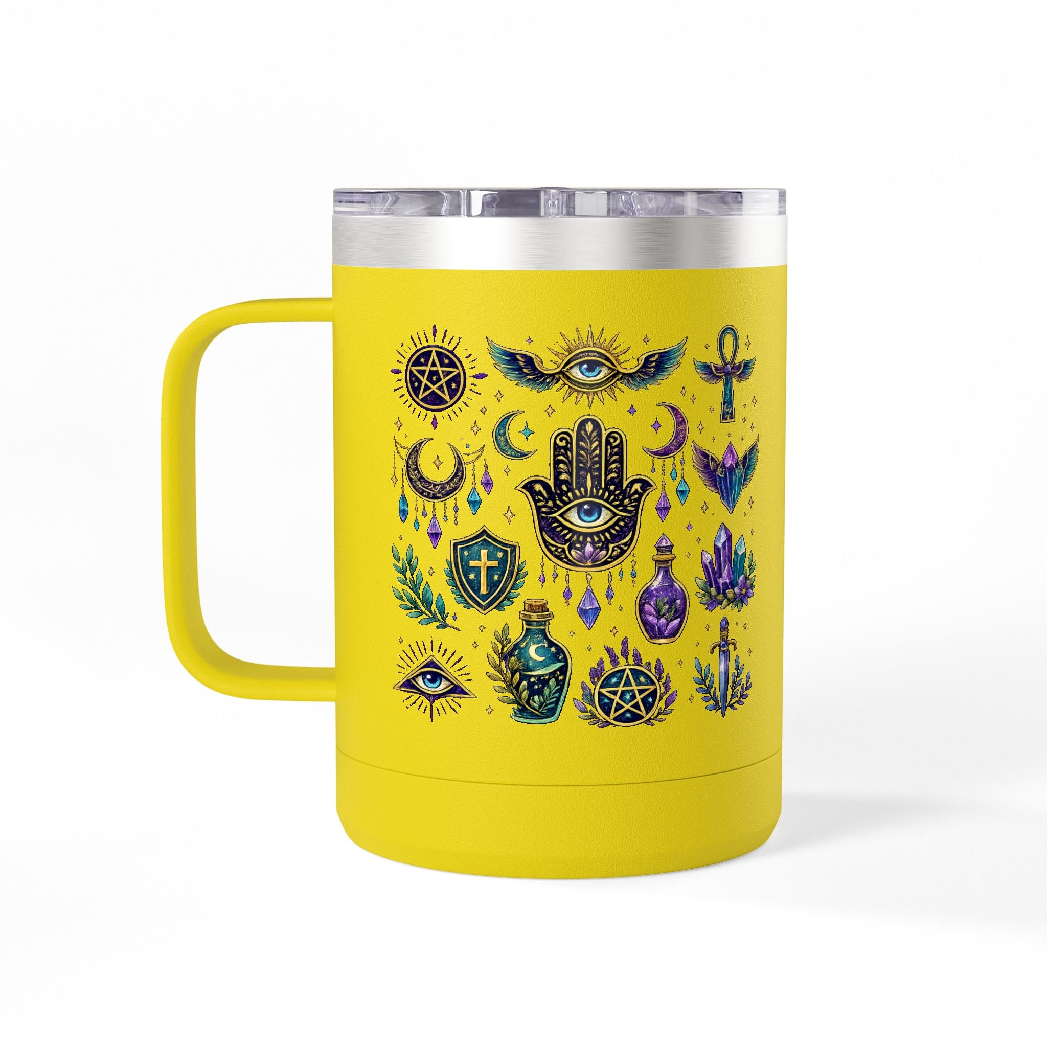 15oz Travel Mug — Purple Floral Anchor