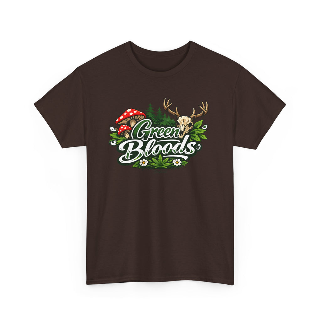 Green Bloods Nature T-Shirt – Deer, Mushrooms & Forest Graphic Tee