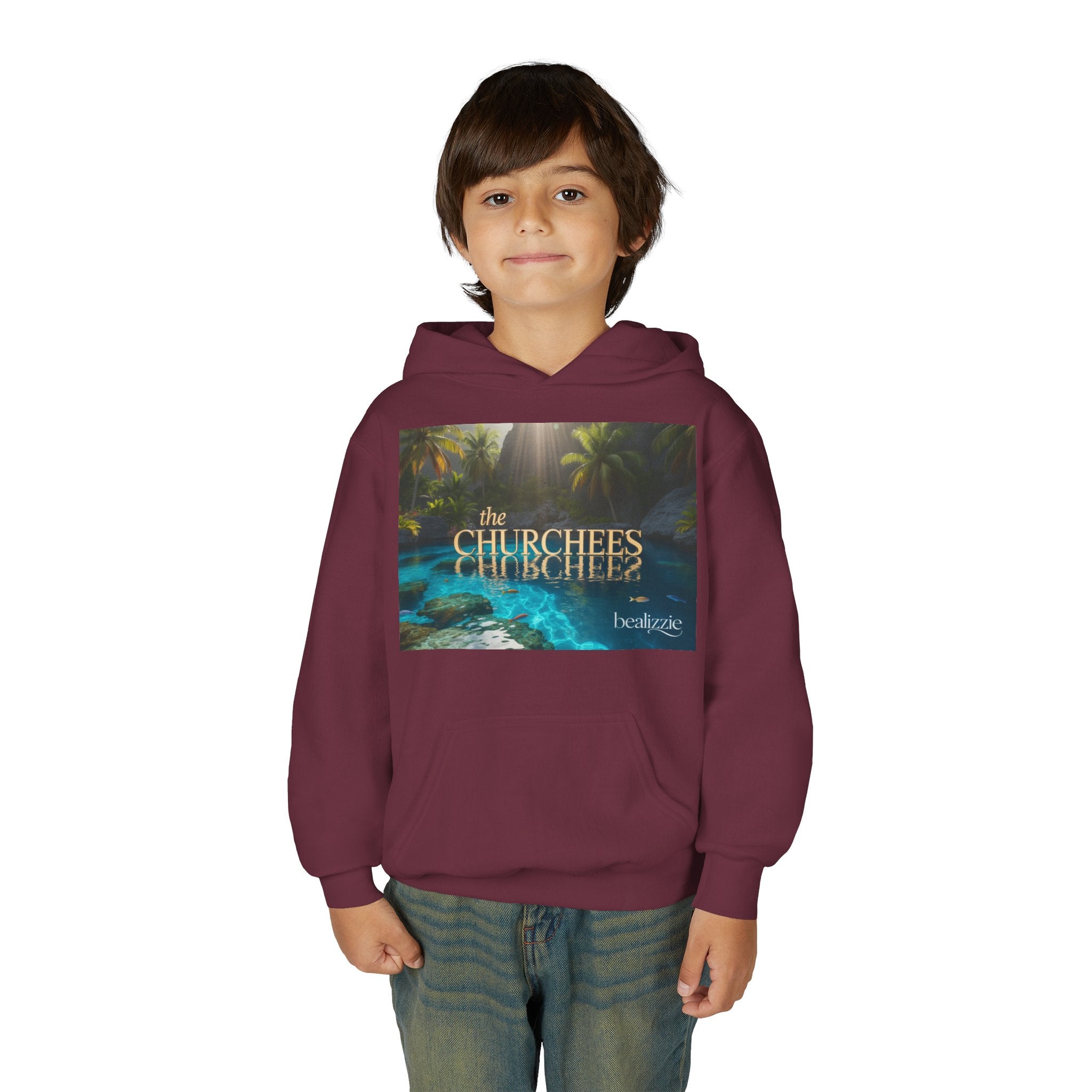 Sweat à capuche enfant – Sweat-shirt à motif piscine tropicale « The CHURCHEES »