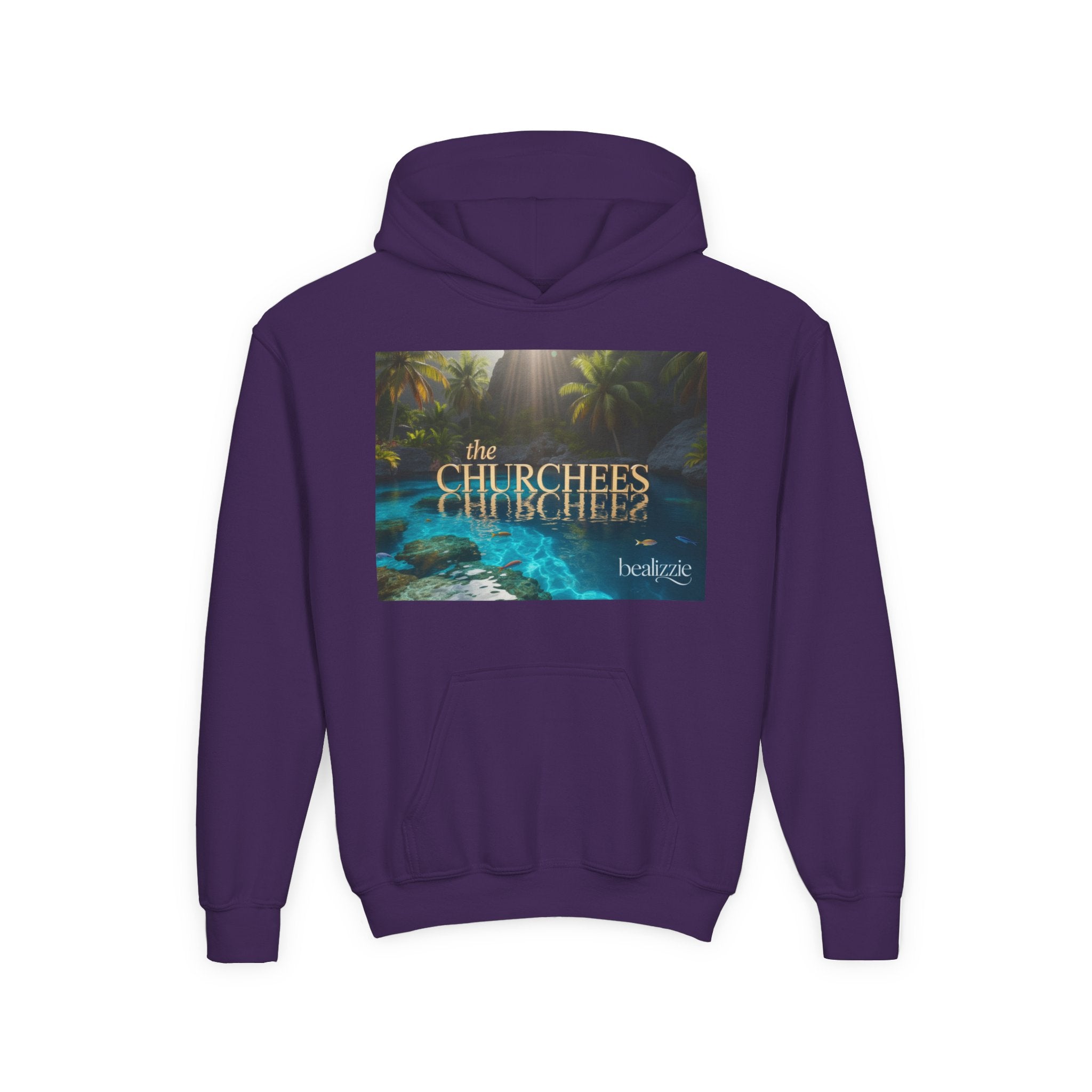 Youth Hoodie – "the CHURCHEES" Tropical Pool Graphic Sweatshirt
