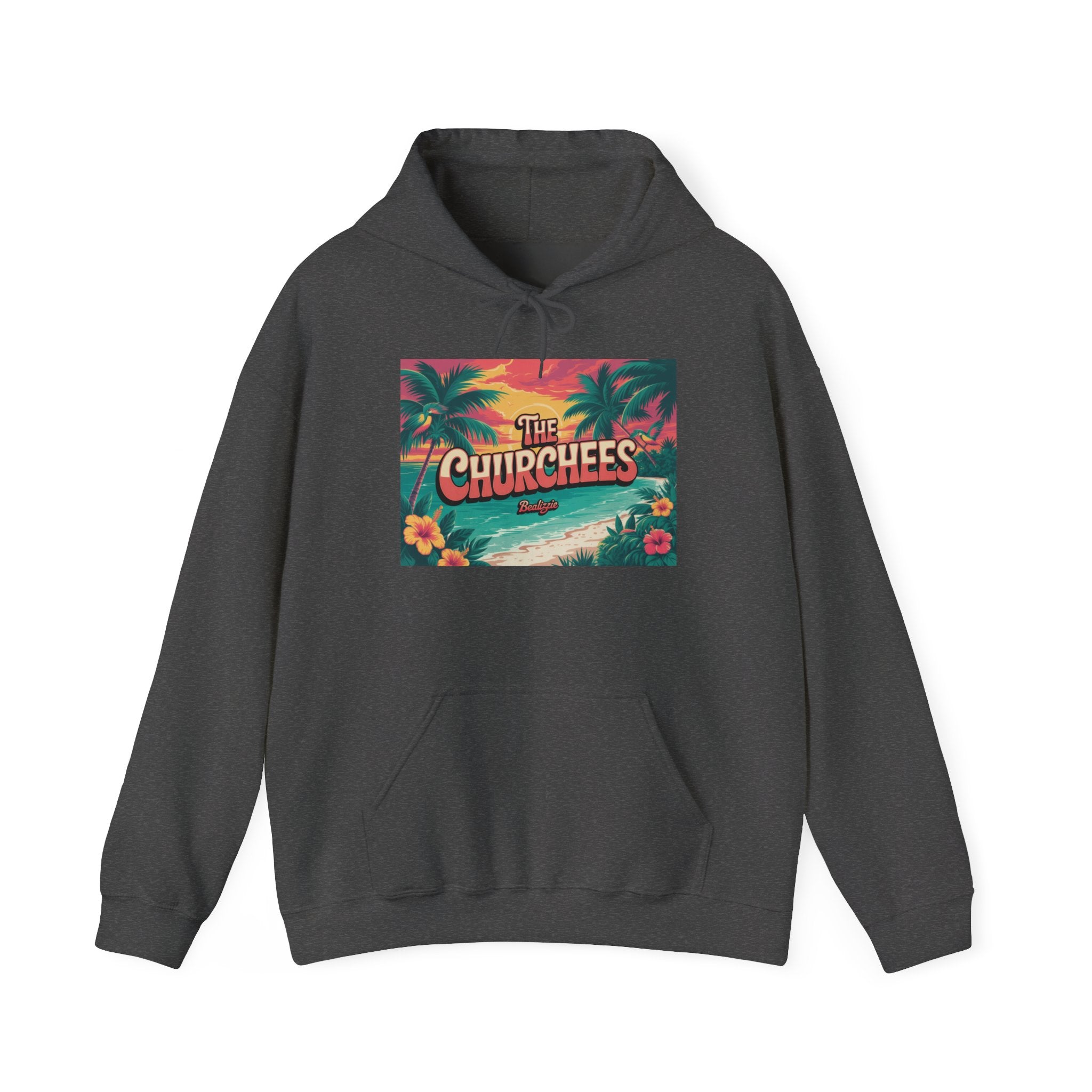 The Churchees Tropical Beach Hoodie — Retro Surf Palm Tree Sweatshirt