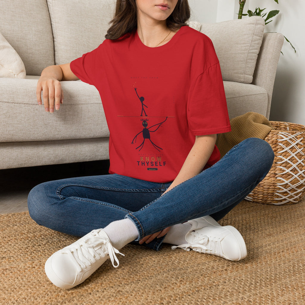T‑Shirt — Minimalist 'Know Thyself' Stick Figure Motivational Tee