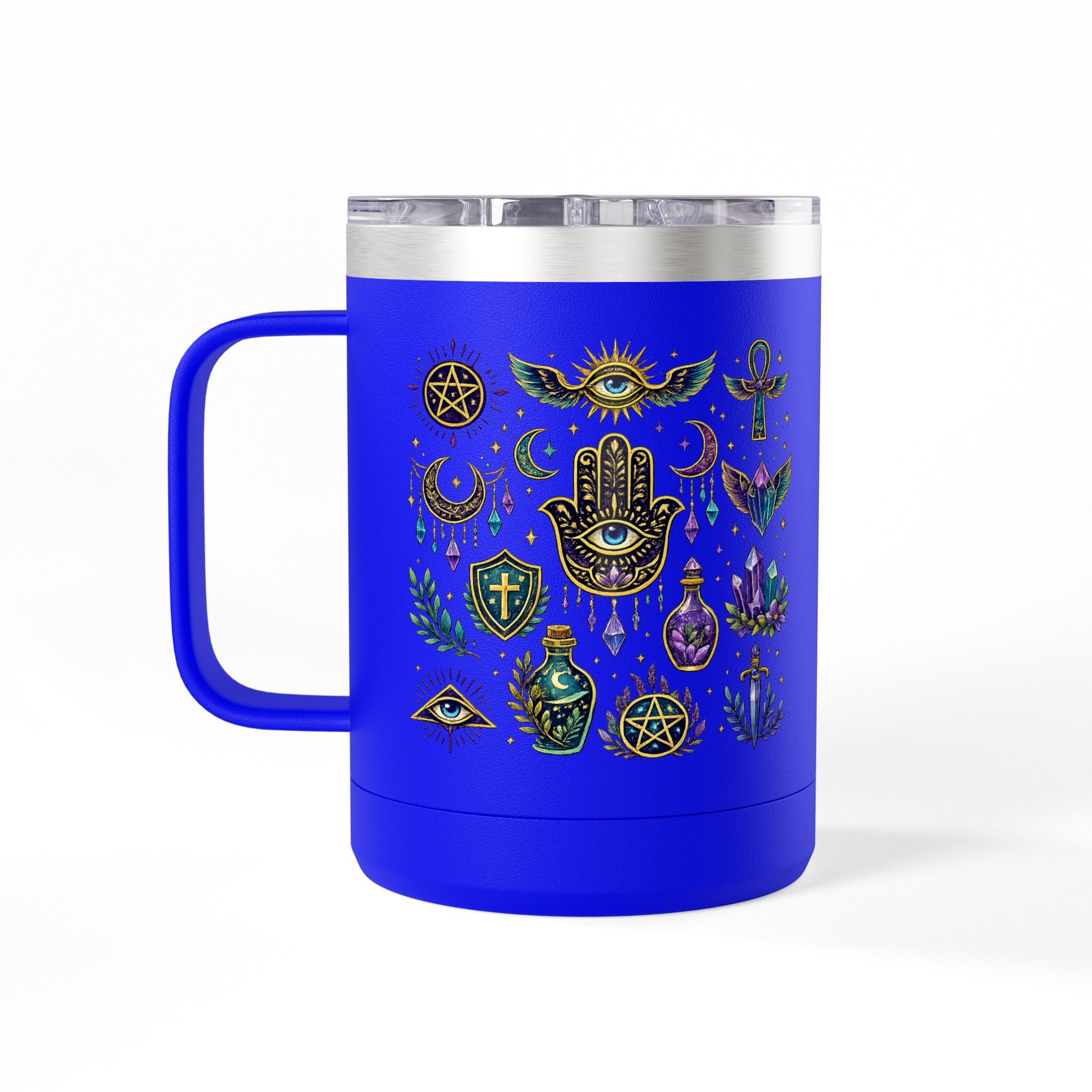 15oz Travel Mug — Purple Floral Anchor