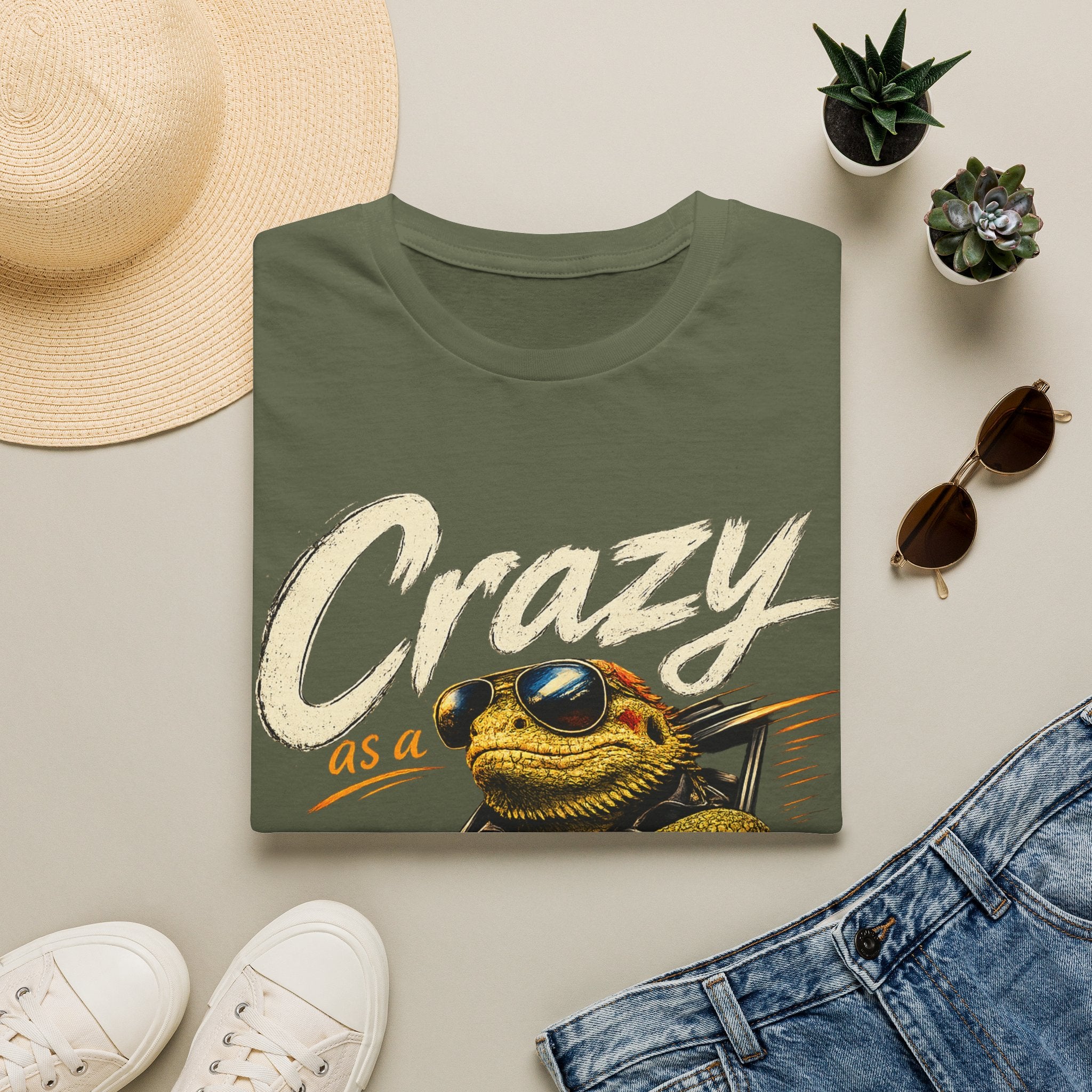 Crazy Road Lizard T-Shirt — Retro Graphic Tee with Sunglasses Lizard