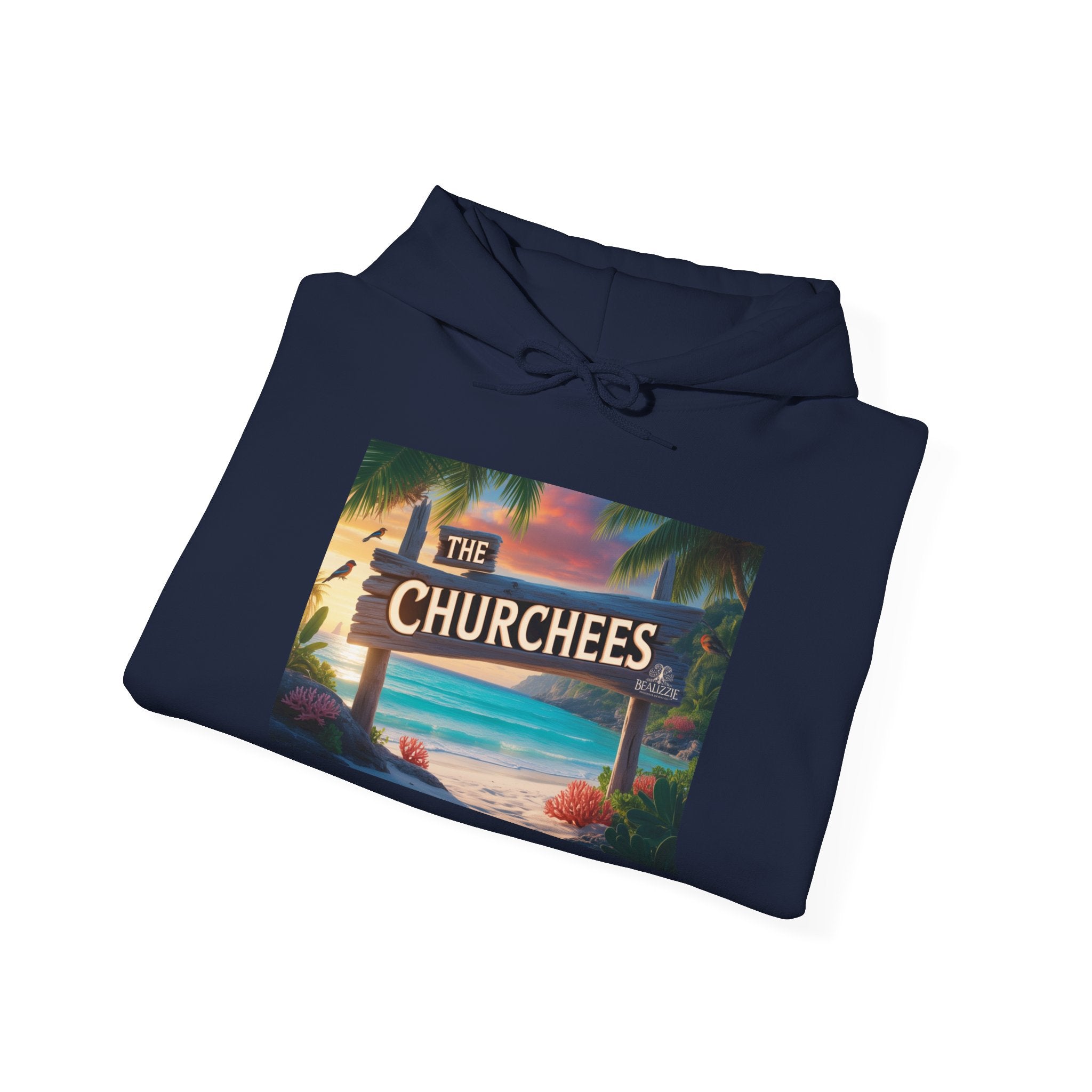 The Churchees Retro Beach Hoodie – Vintage Surf Sign Graphic Sweatshirt