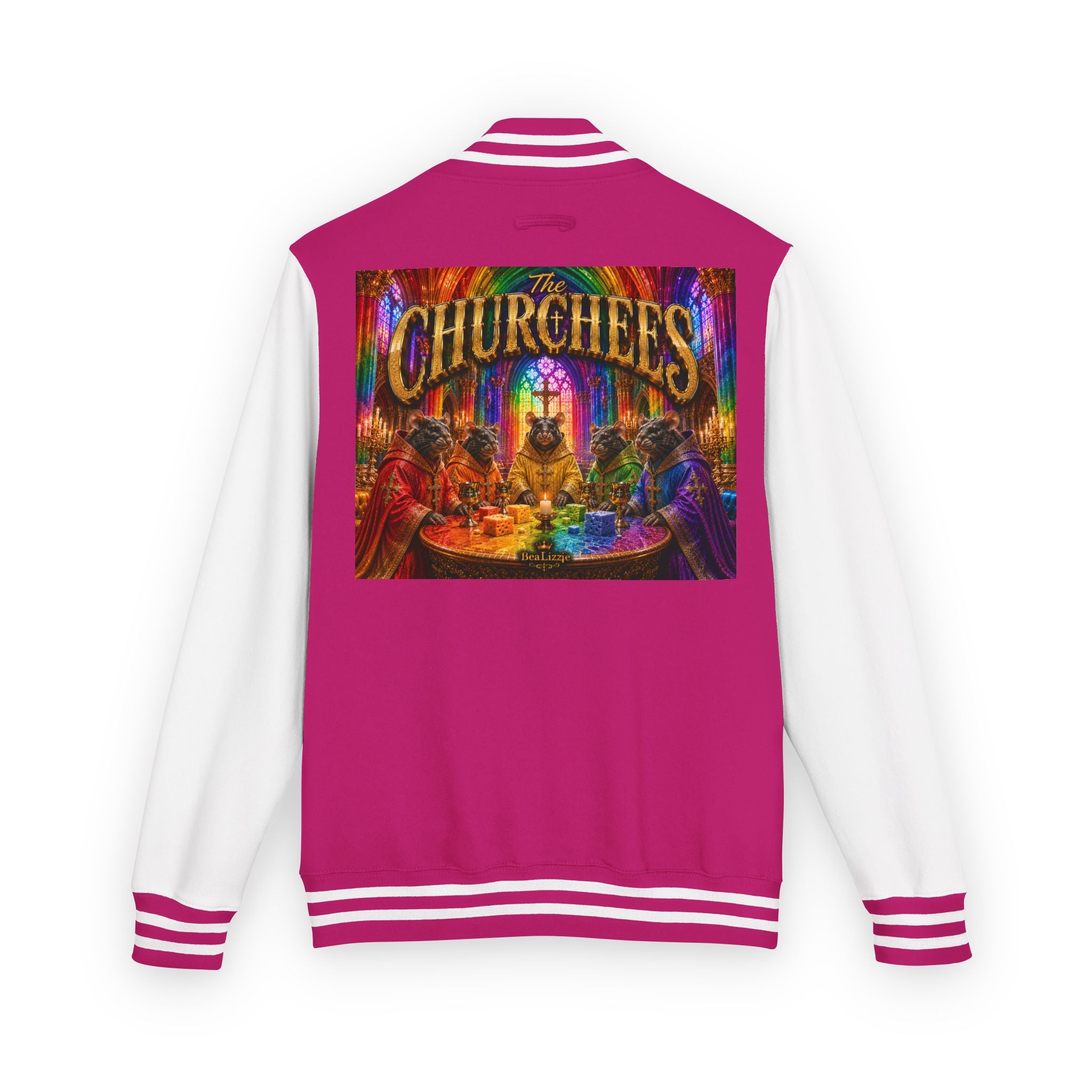 Letterman Jacket — Colorful 'The Churchlees' Retro Band Graphic