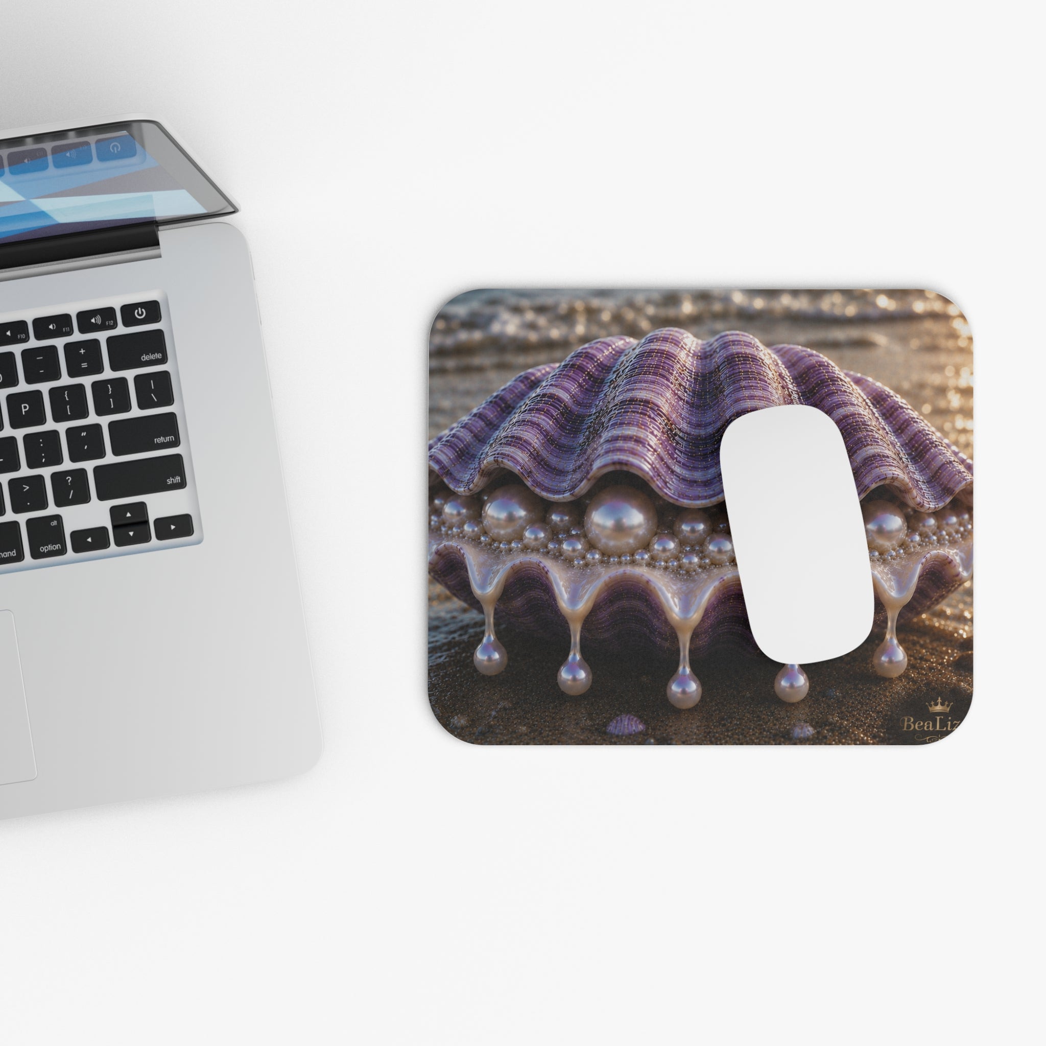 Pearl Shell Mouse Pad — Artistic Seaside Fantasy Desk Mat