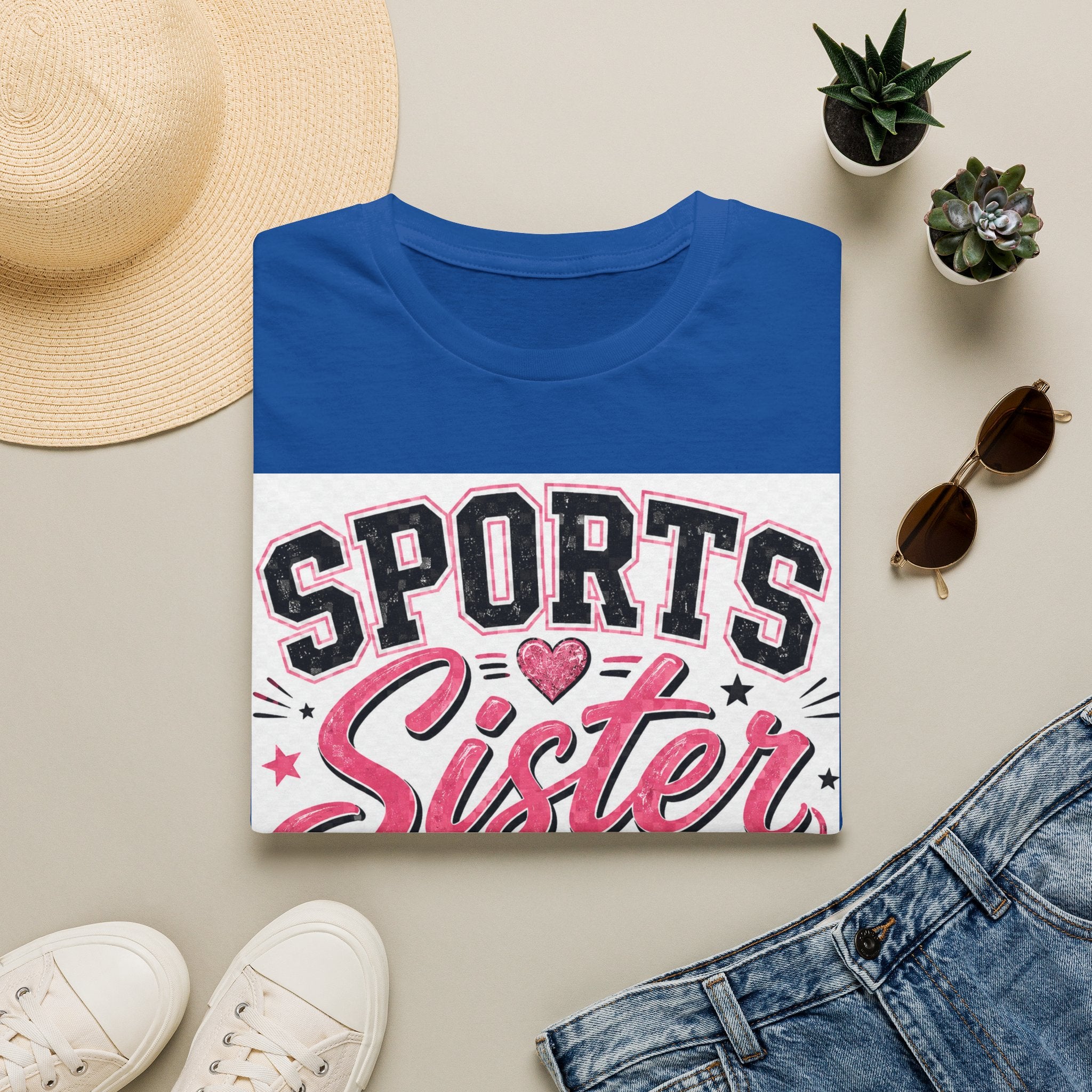 Sports Sister T-Shirt — Athletic Sister Tee with Sports Balls Graphic