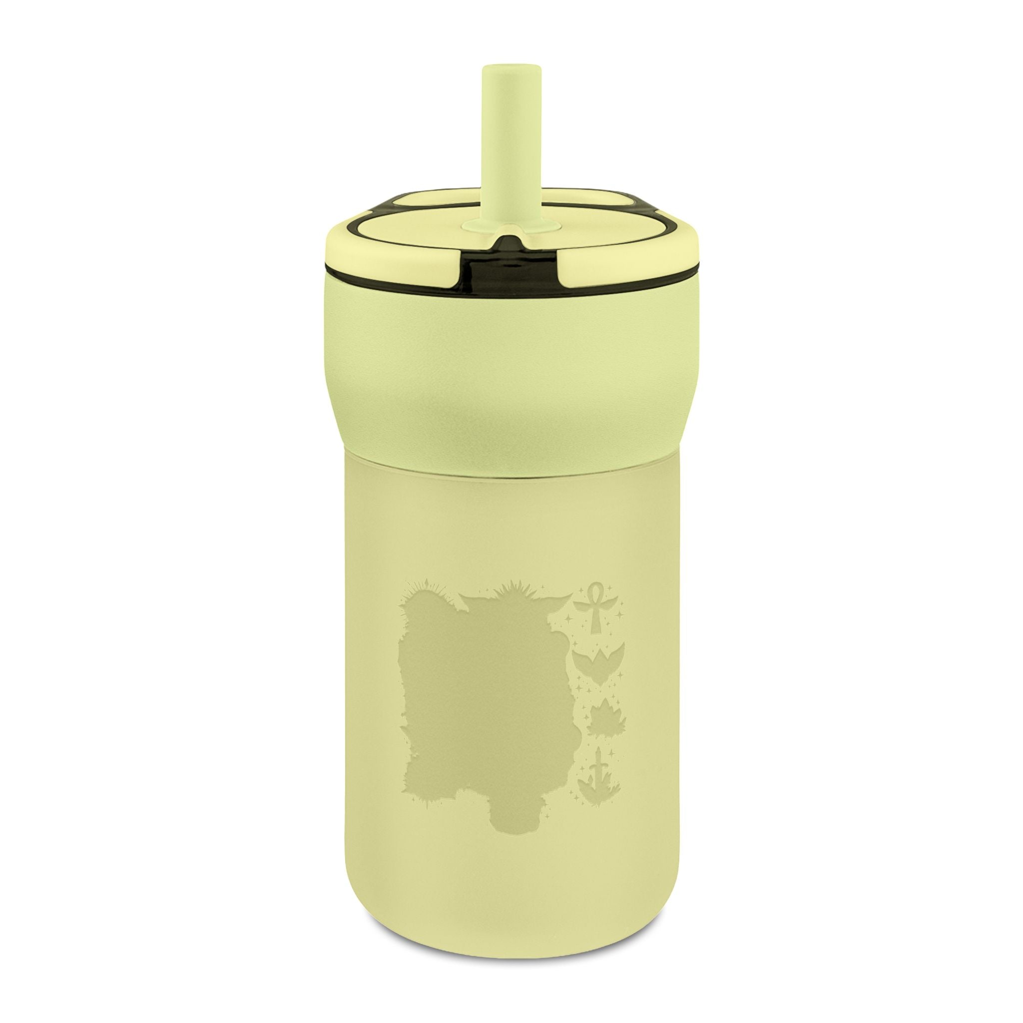 Kids 12oz Leakproof Straw Tumbler — Engraved Cute Animal Design, Toddler Water Bottle