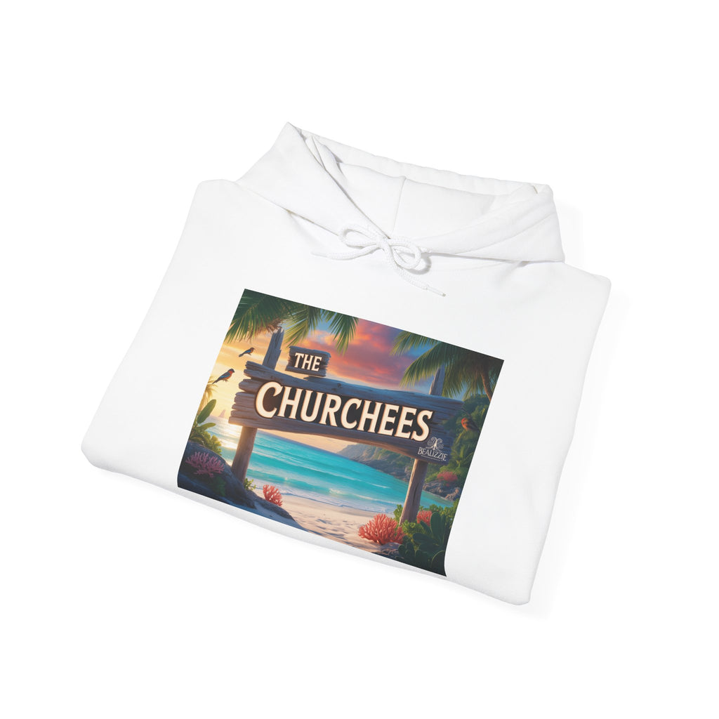 The Churchees Retro Beach Hoodie – Vintage Surf Sign Graphic Sweatshirt