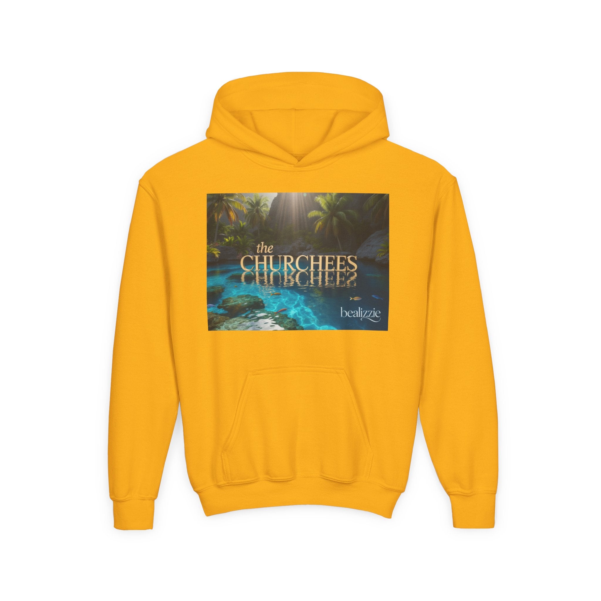 Youth Hoodie – "the CHURCHEES" Tropical Pool Graphic Sweatshirt