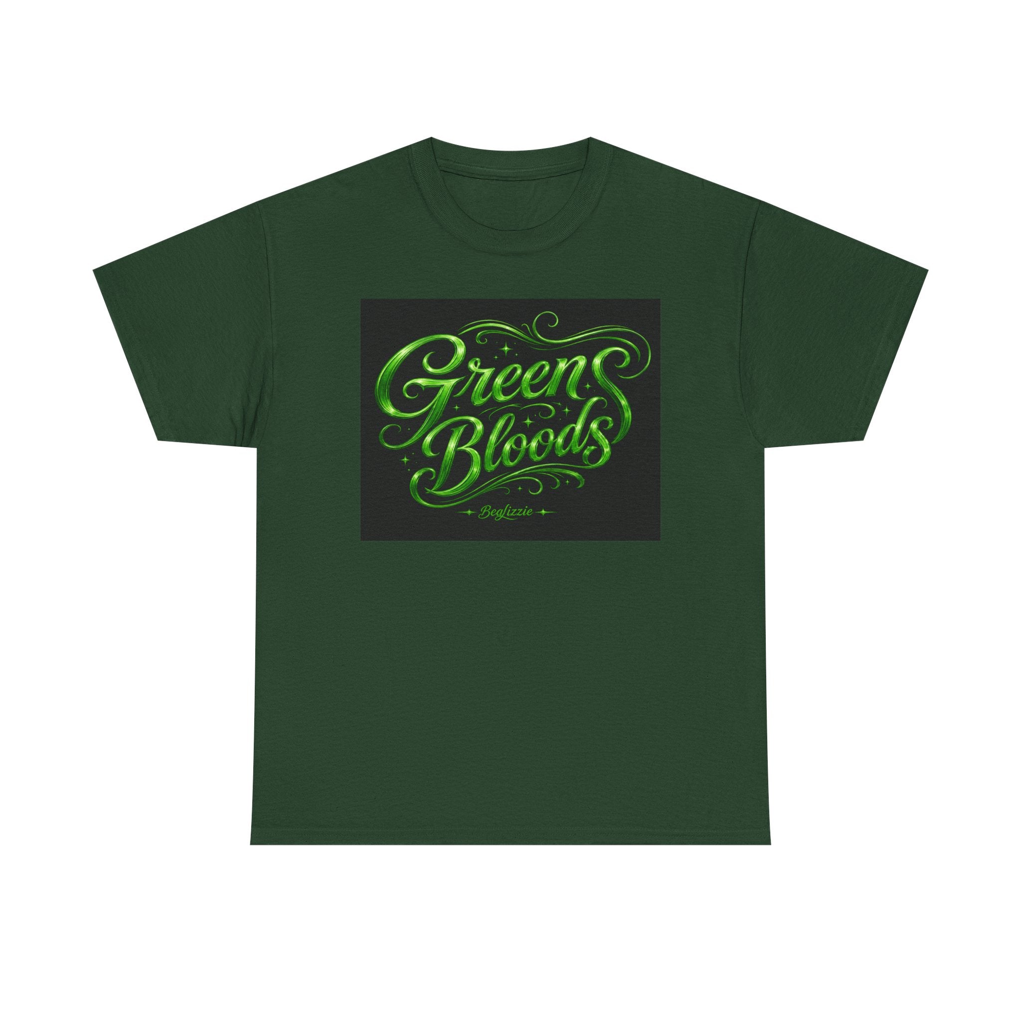 Green Bloods Graphic Tee — Neon Script St. Patrick’s Day Shirt
