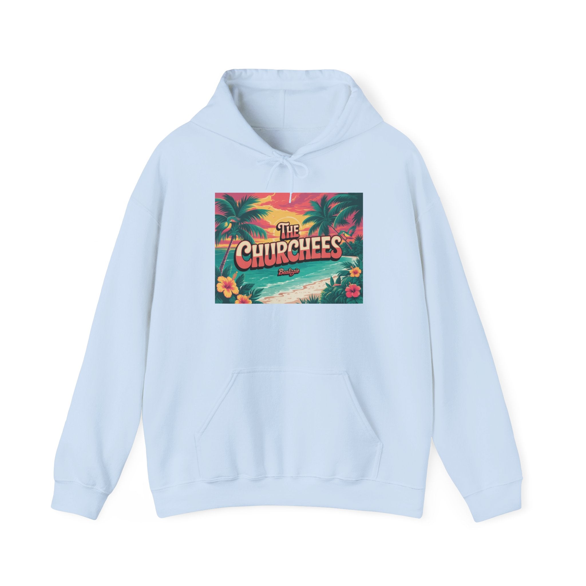 Le sweat à capuche Tropical Beach de Churchees — Sweat-shirt rétro surf et palmiers