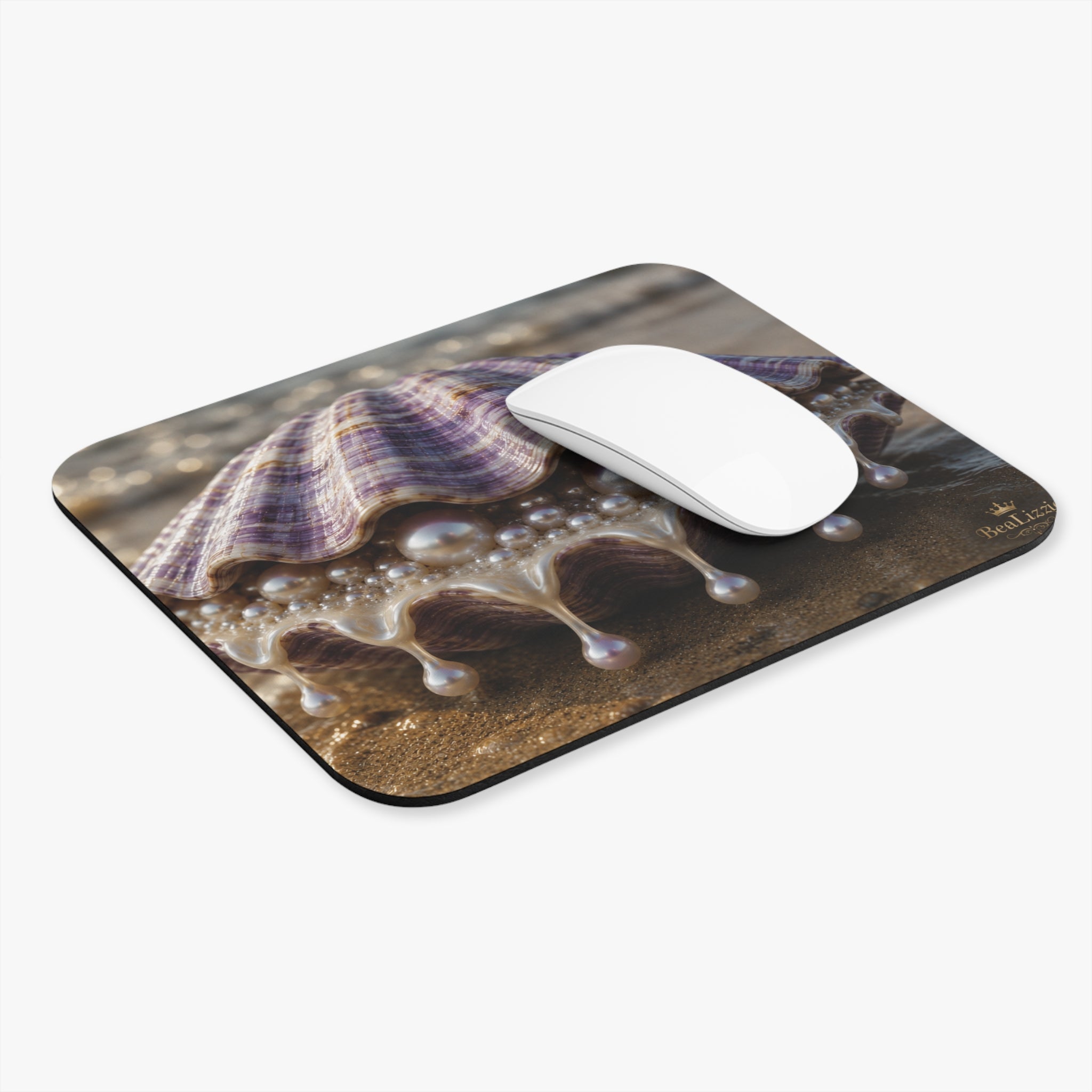 Seashell Pearl Mouse Pad — Coastal Beach Desk Mat
