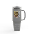 40oz Insulated Travel Mug — Steampunk Gear Floral Motorcycle Skull
