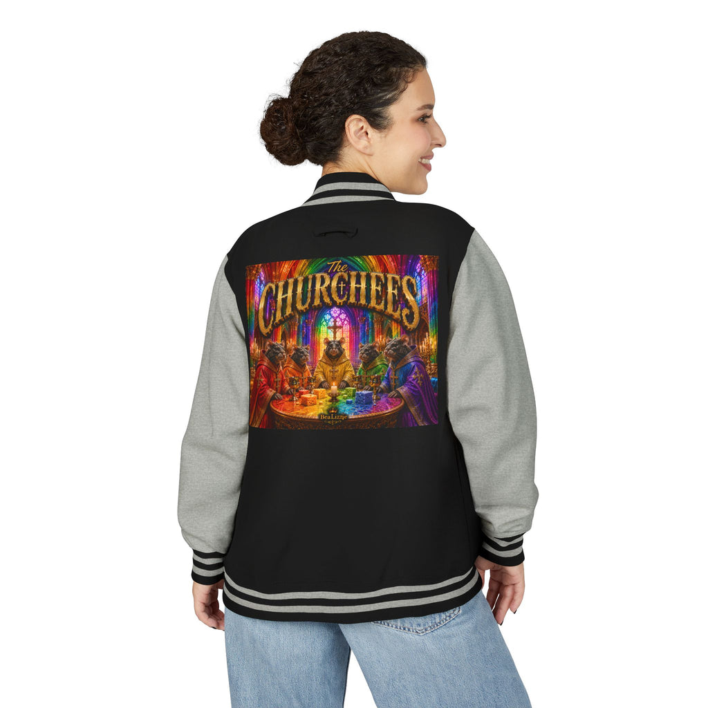 Letterman Jacket — Colorful 'The Churchlees' Retro Band Graphic