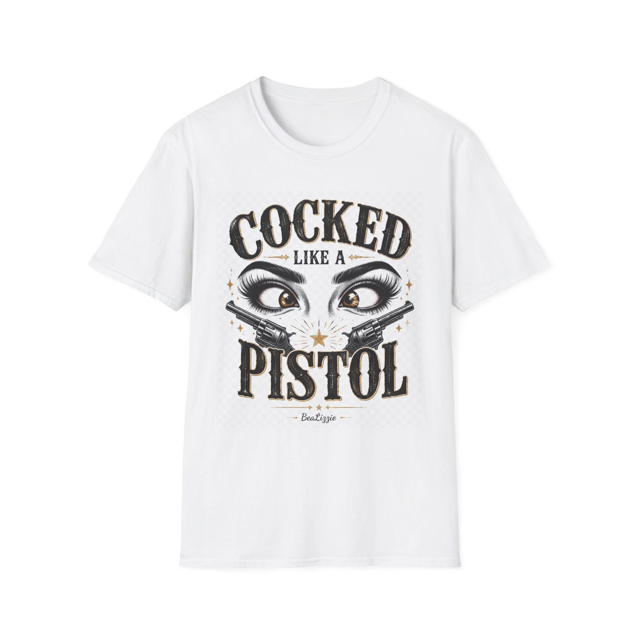 Cocked Like a Pistol T-Shirt — Retro Western Eyelash Graphic Tee