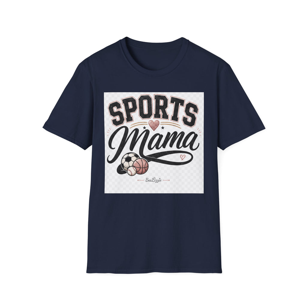 Sports Mama T‑Shirt — Cute Athletic Mom Tee with Heart & Ball Design