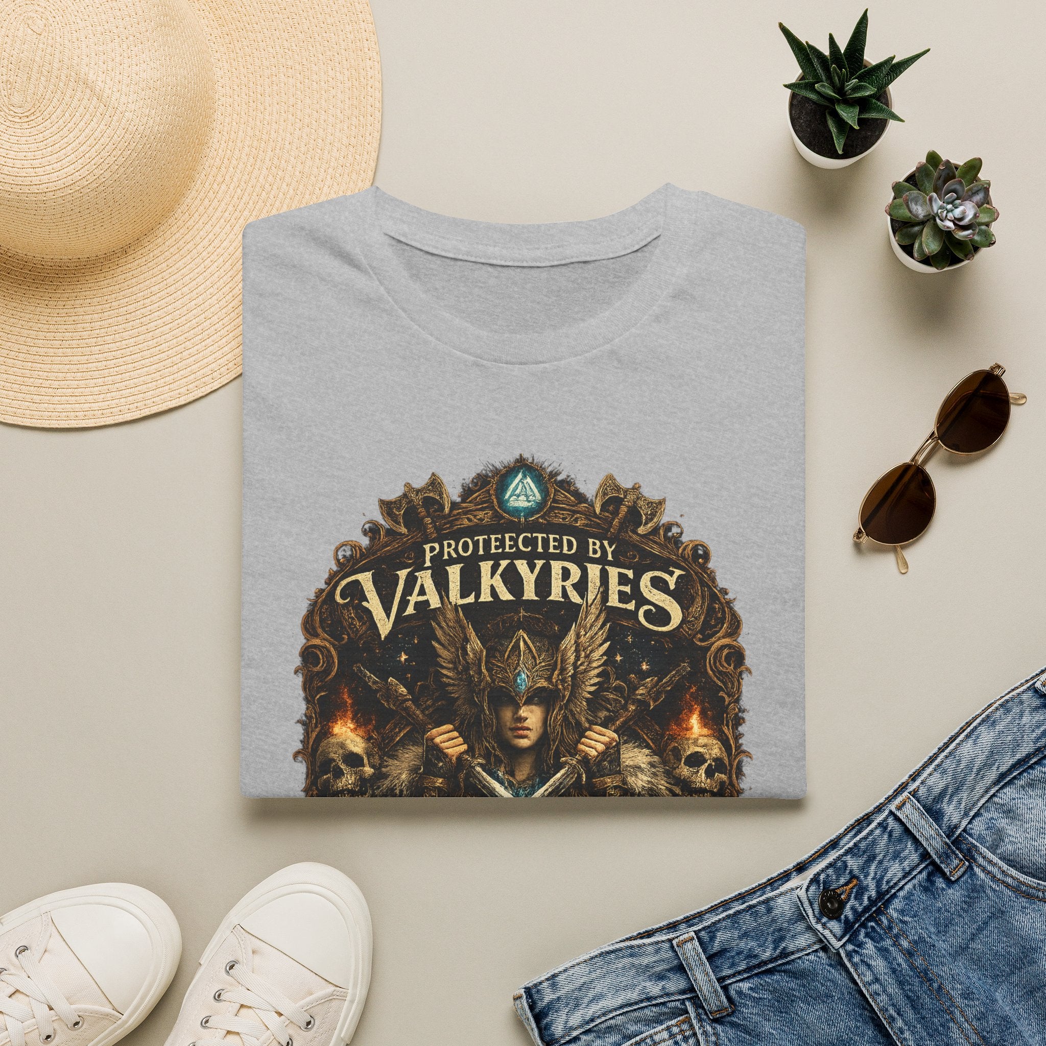 Valkyries T‑Shirt — "Protected by Valkyries" Norse Warrior Tee