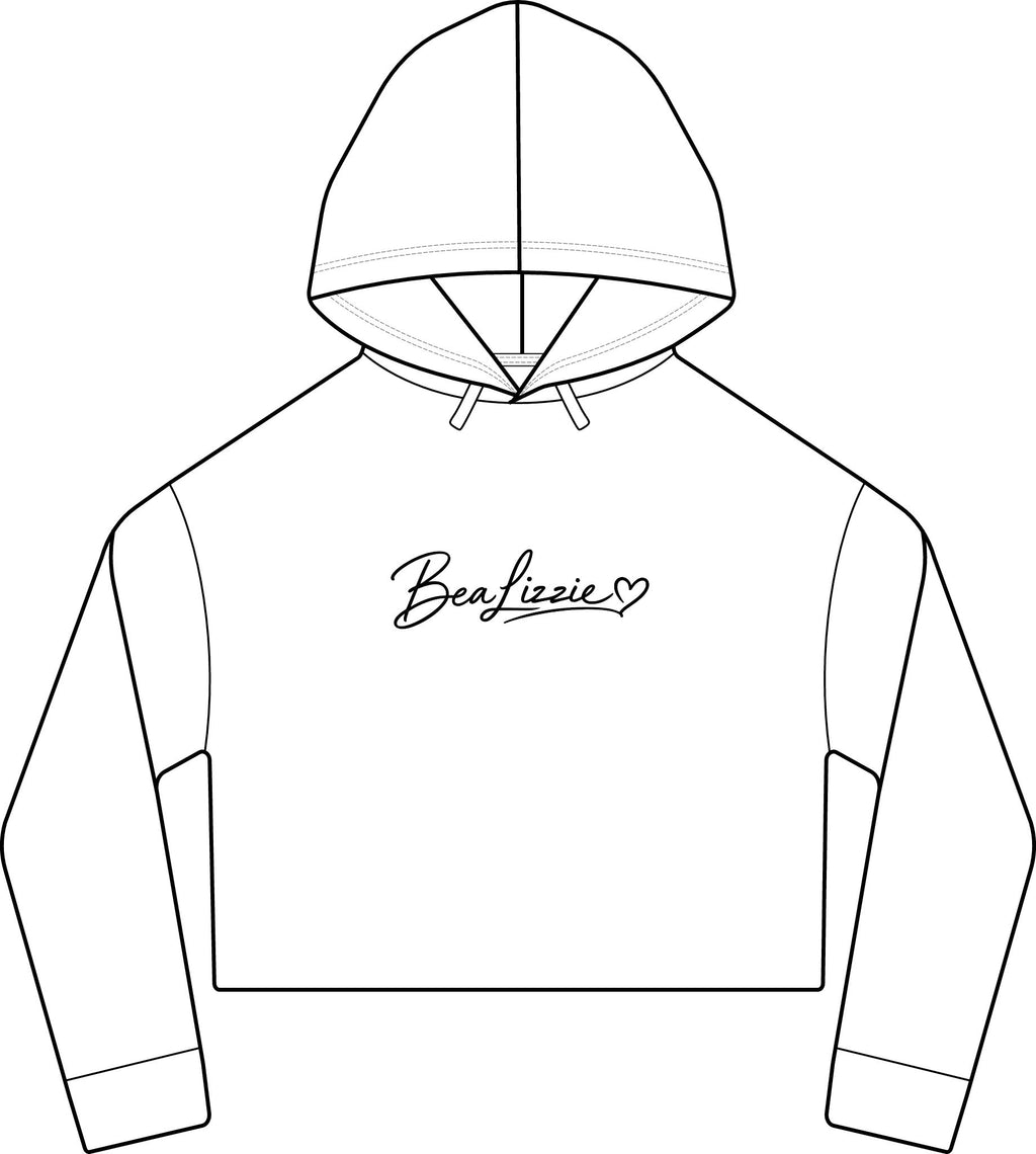 Cropped Hoodie  "BeaLizzie"  Logo Raw-Edge Sueded Crop Hoodie