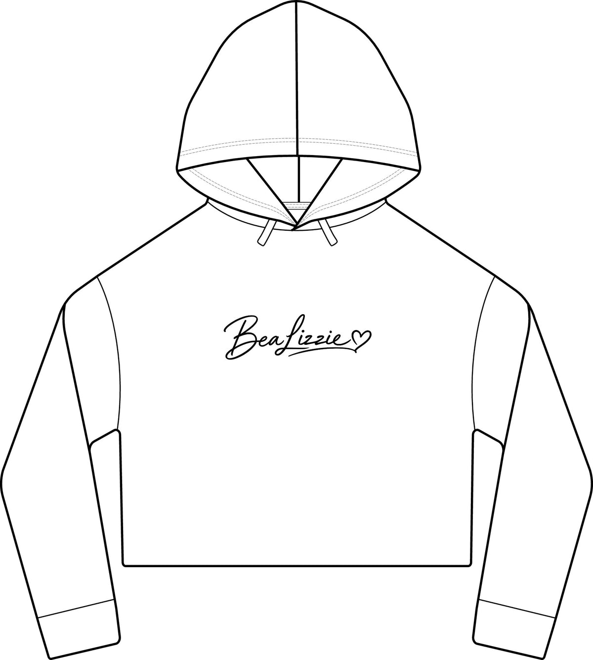 Cropped Hoodie  "BeaLizzie"  Logo Raw-Edge Sueded Crop Hoodie