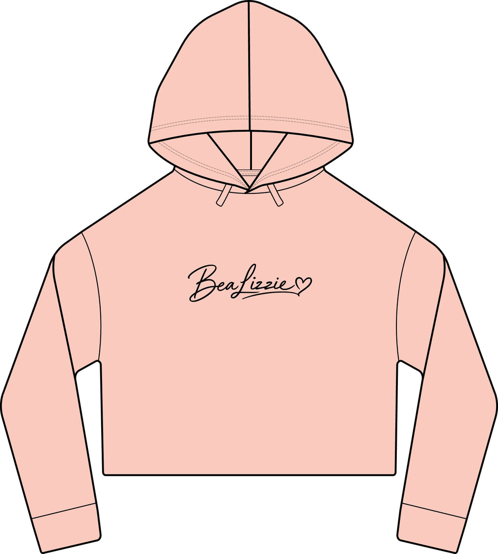 Cropped Hoodie  "BeaLizzie"  Logo Raw-Edge Sueded Crop Hoodie