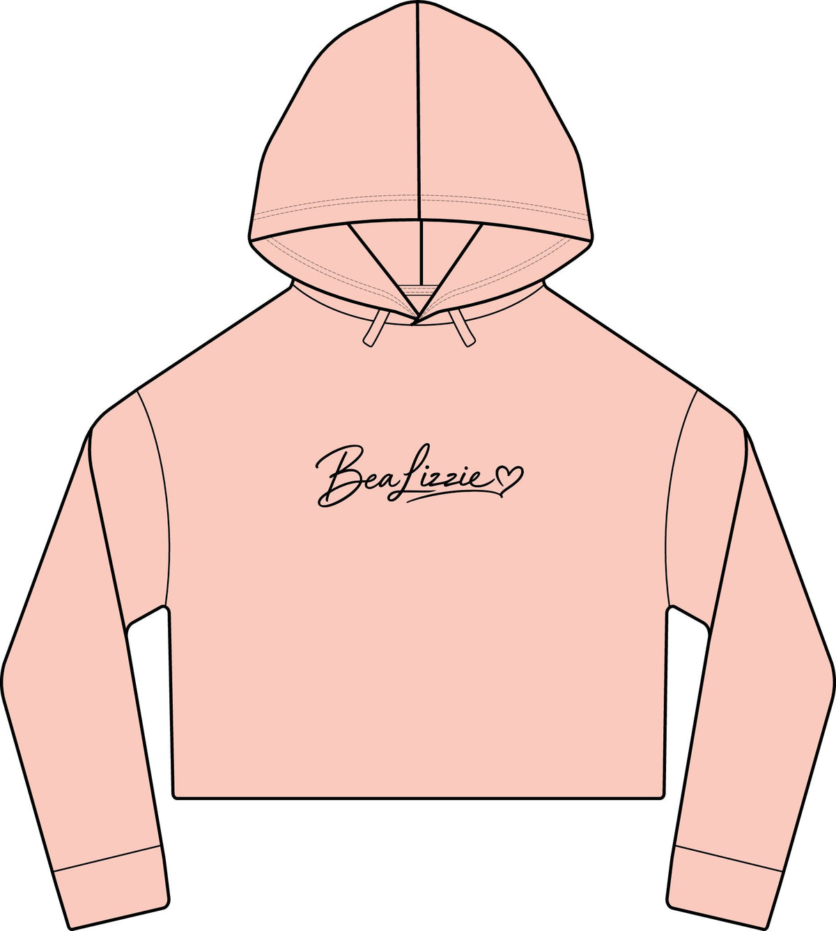 Cropped Hoodie  "BeaLizzie"  Logo Raw-Edge Sueded Crop Hoodie