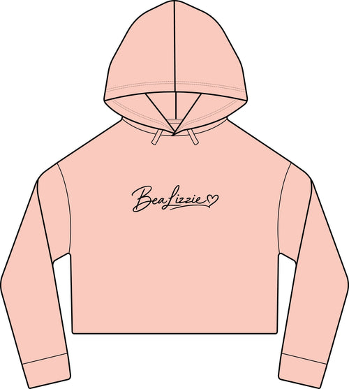 Cropped Hoodie  "BeaLizzie"  Logo Raw-Edge Sueded Crop Hoodie