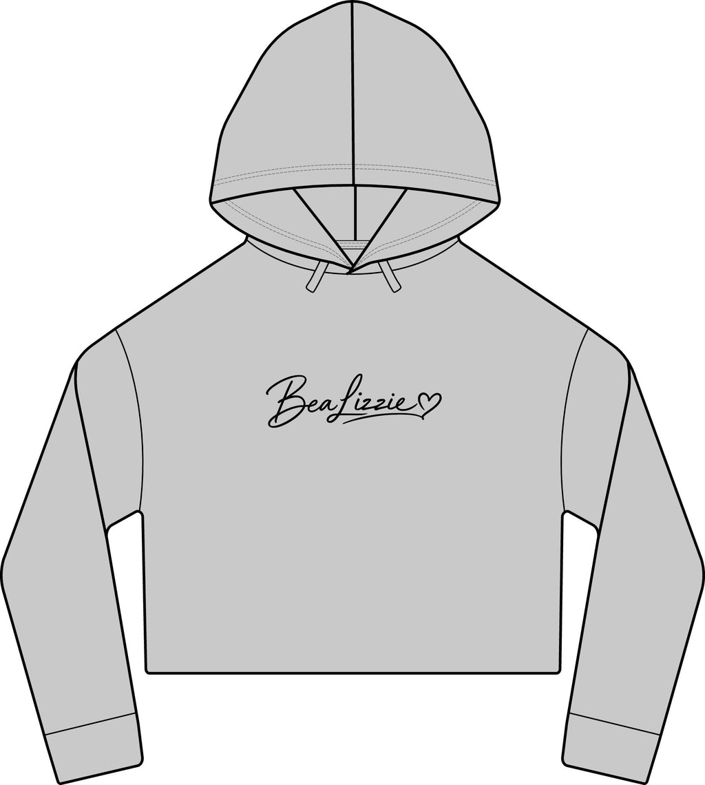 Cropped Hoodie  "BeaLizzie"  Logo Raw-Edge Sueded Crop Hoodie