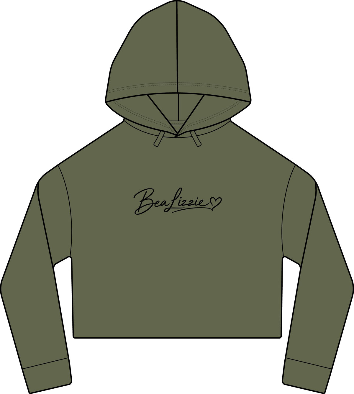 Cropped Hoodie  "BeaLizzie"  Logo Raw-Edge Sueded Crop Hoodie