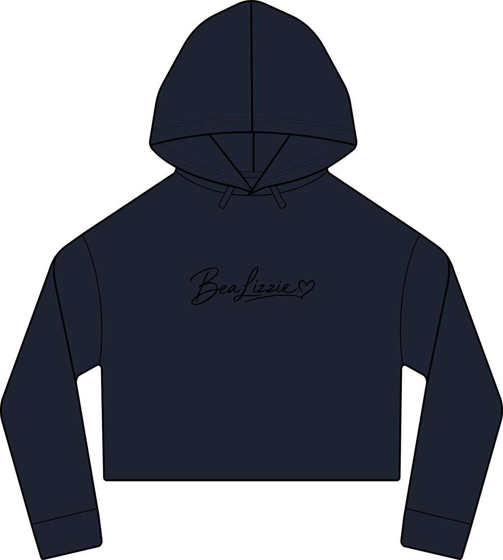 Cropped Hoodie  "BeaLizzie"  Logo Raw-Edge Sueded Crop Hoodie