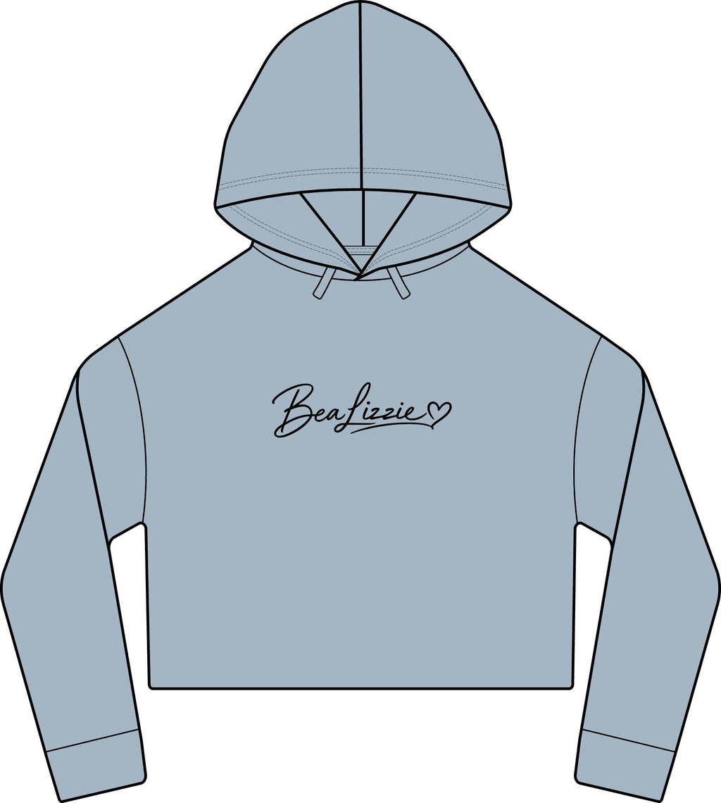 Cropped Hoodie  "BeaLizzie"  Logo Raw-Edge Sueded Crop Hoodie