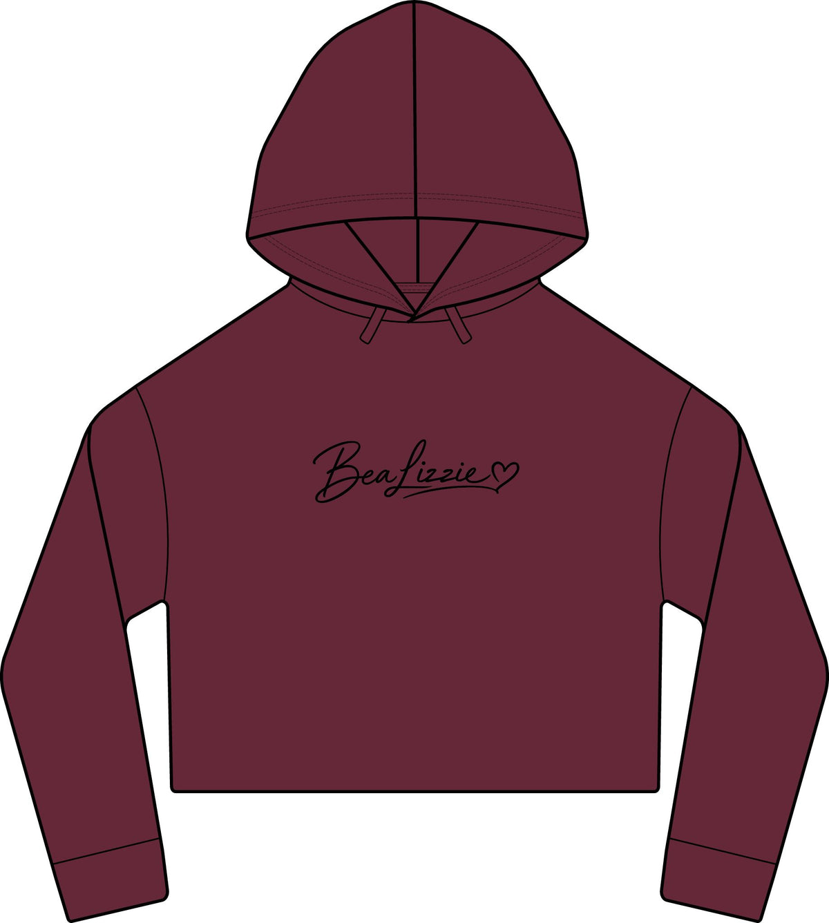 Cropped Hoodie  "BeaLizzie"  Logo Raw-Edge Sueded Crop Hoodie
