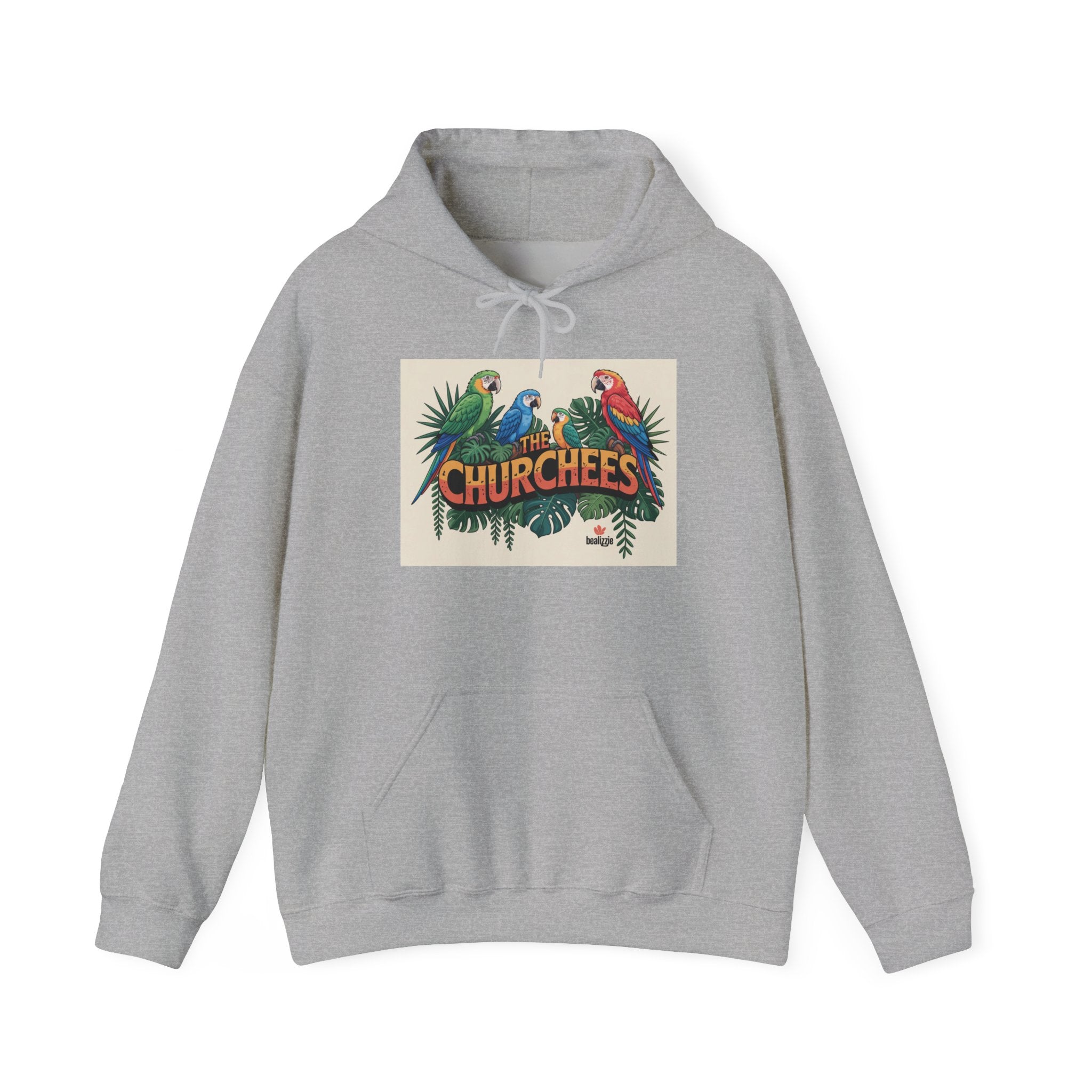 Sweat à capuche « CHURCHEES » Perroquet Tropical – Pull graphique d'oiseau insulaire vintage