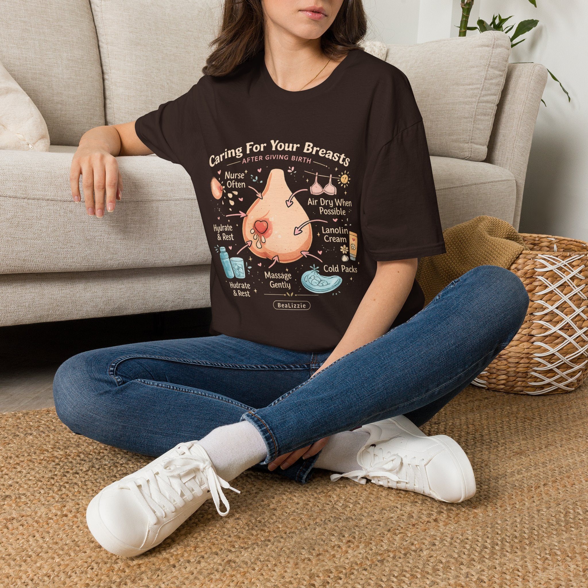 Breastfeeding Care T-Shirt — Caring For Your Breasts Nursing Guide Tee