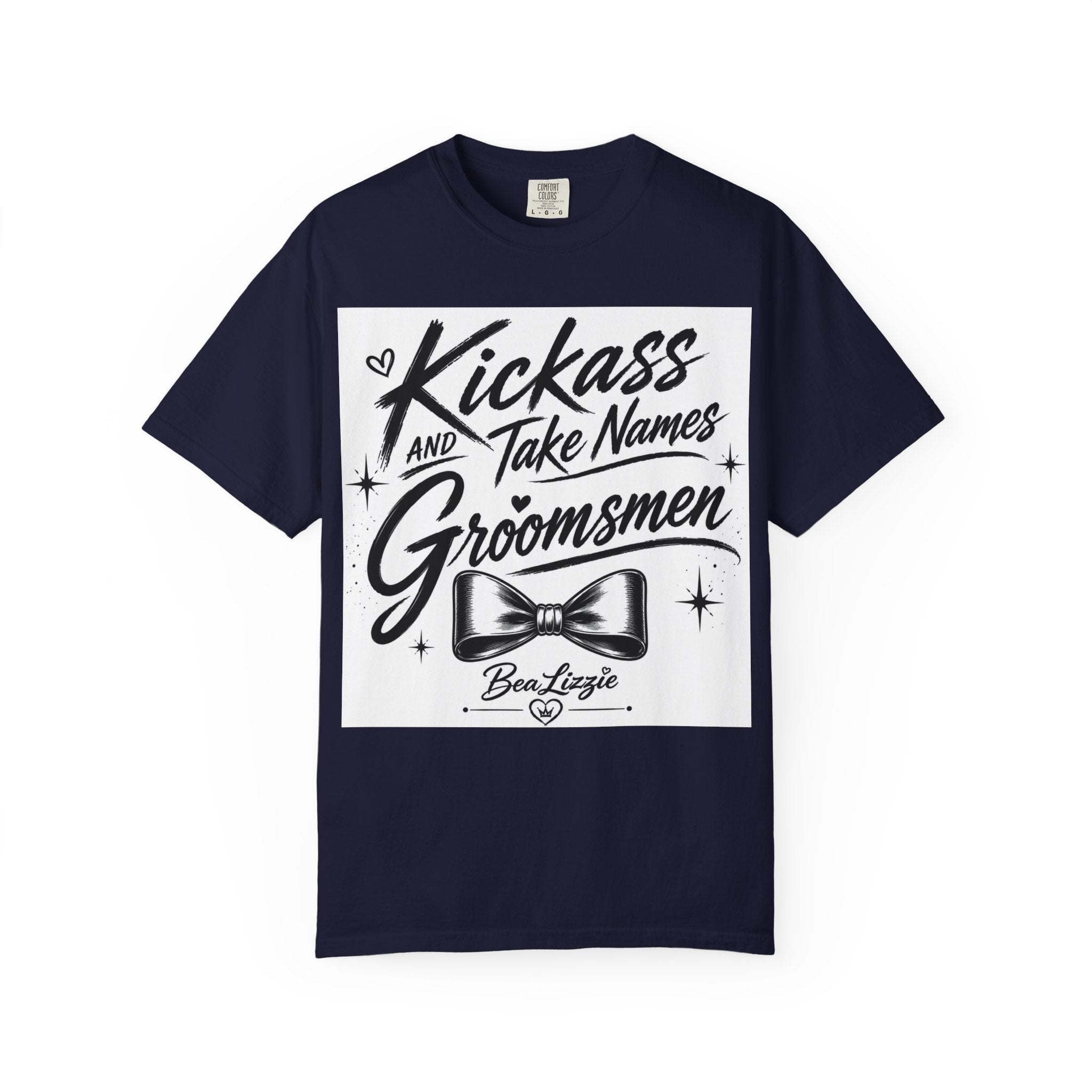 Groomsmen T‑Shirt — "Kickass and Take Names" Bow Tie Wedding Tee