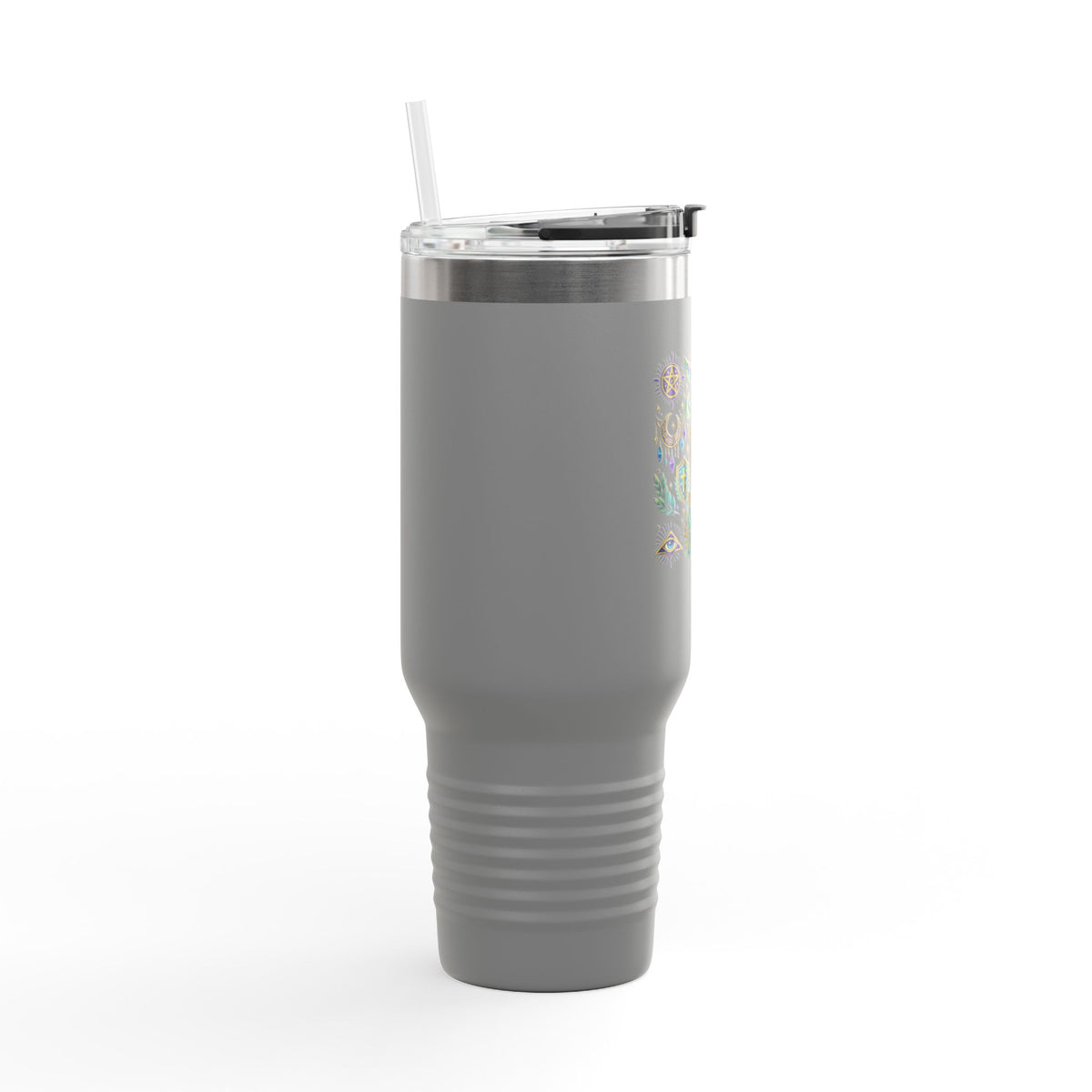 40oz Insulated Travel Mug — Mystical Symbols Floral Hamsa Stainless Steel Tumbler
