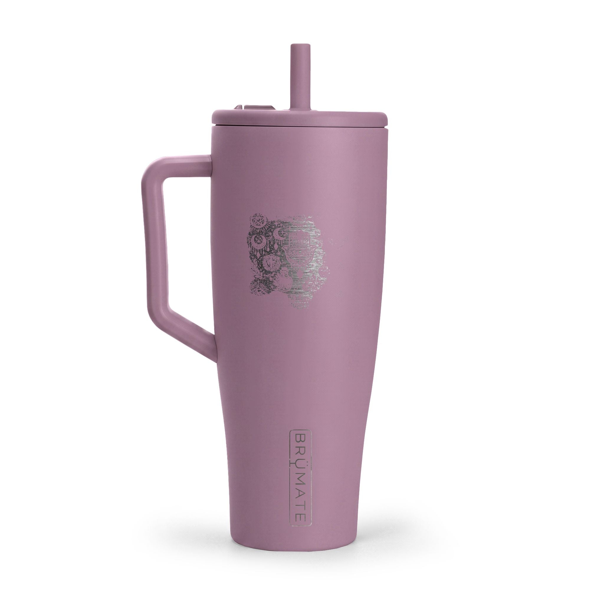 40oz Insulated Tumbler with Handle — Minimal Engraved Floral